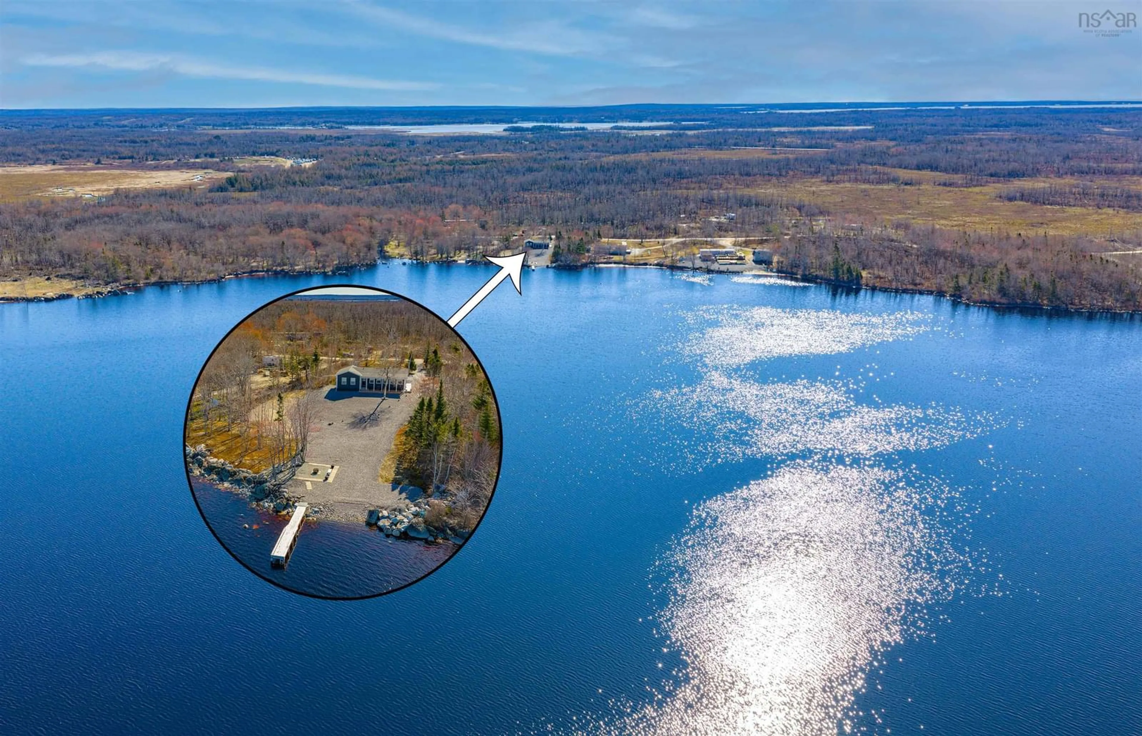 A pic from outside/outdoor area/front of a property/back of a property/a pic from drone, water/lake/river/ocean view for 247 Scotia Dr, Goose Lake Nova Scotia B0W 1E0
