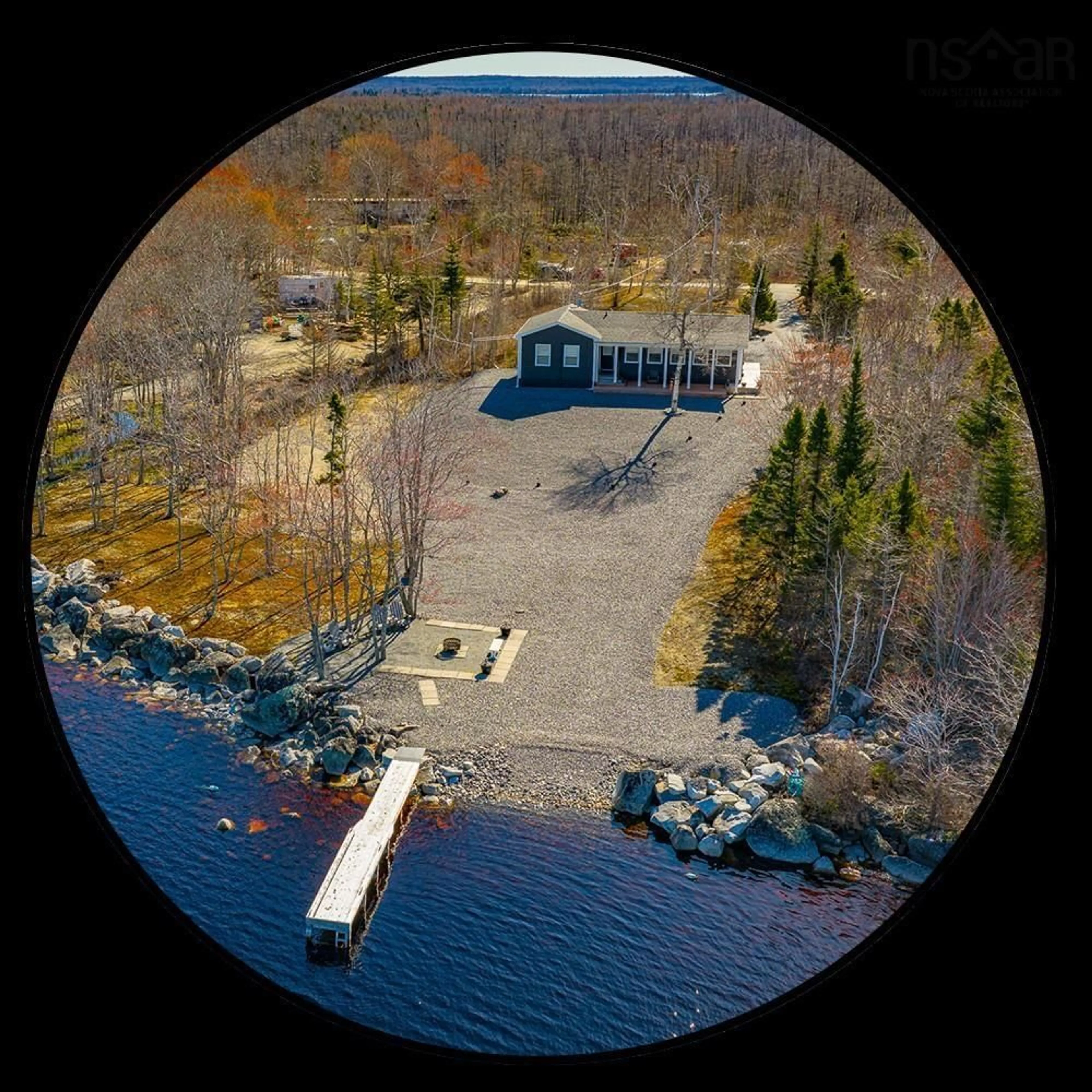 A pic from outside/outdoor area/front of a property/back of a property/a pic from drone, water/lake/river/ocean view for 247 Scotia Dr, Goose Lake Nova Scotia B0W 1E0