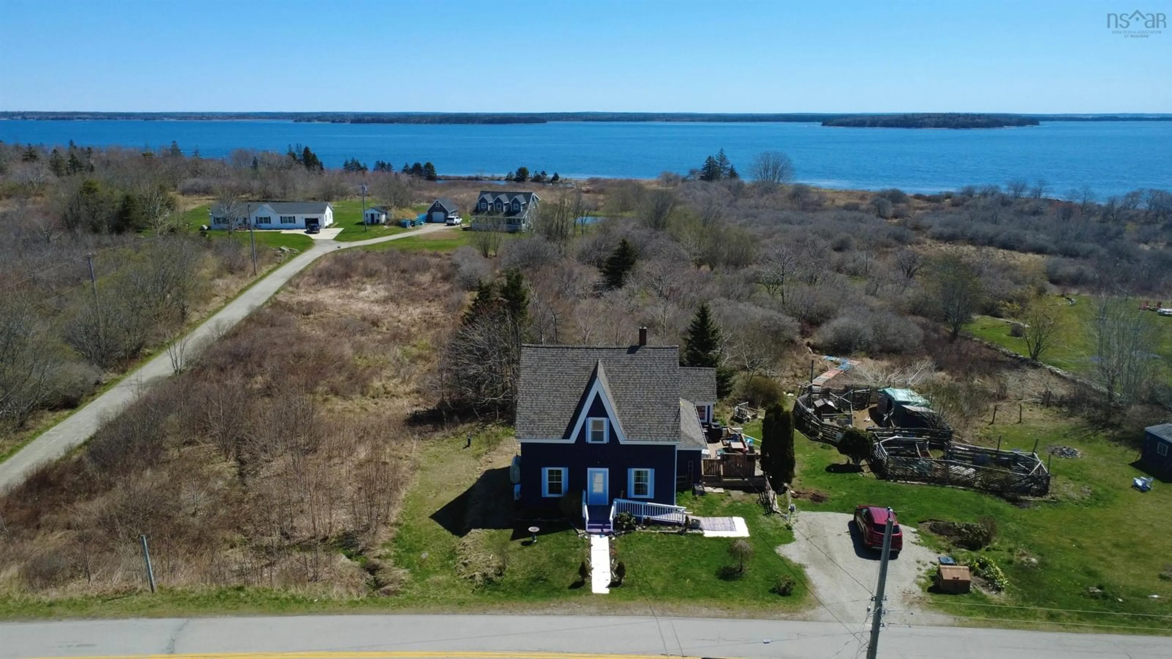 A pic from outside/outdoor area/front of a property/back of a property/a pic from drone, water/lake/river/ocean view for 151 Nicholas Rd, Lower Wedgeport Nova Scotia B0W 2B0