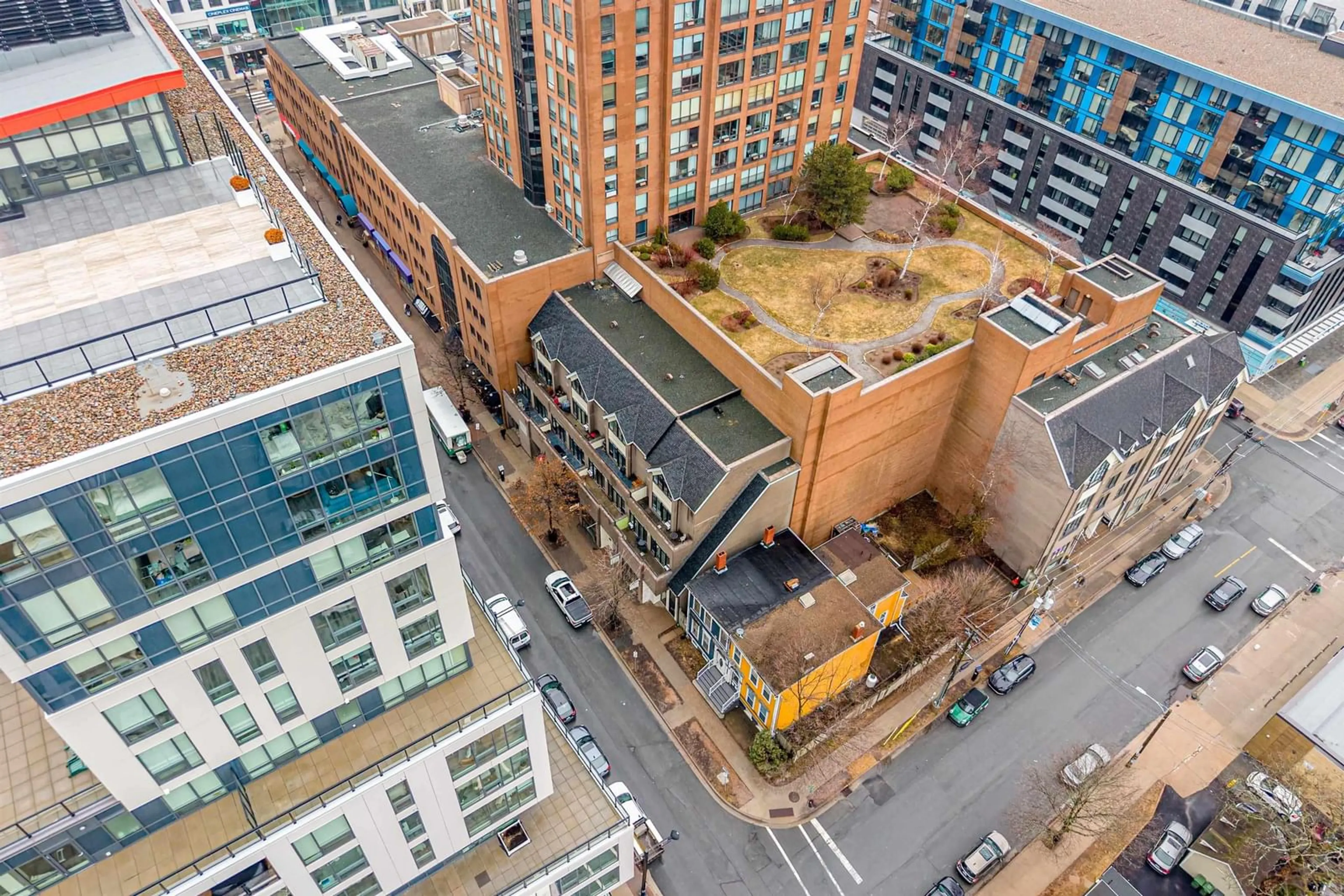 A pic from outside/outdoor area/front of a property/back of a property/a pic from drone, city buildings view from balcony for 1454 Dresden Row #1002, Halifax Nova Scotia B3J 3T5