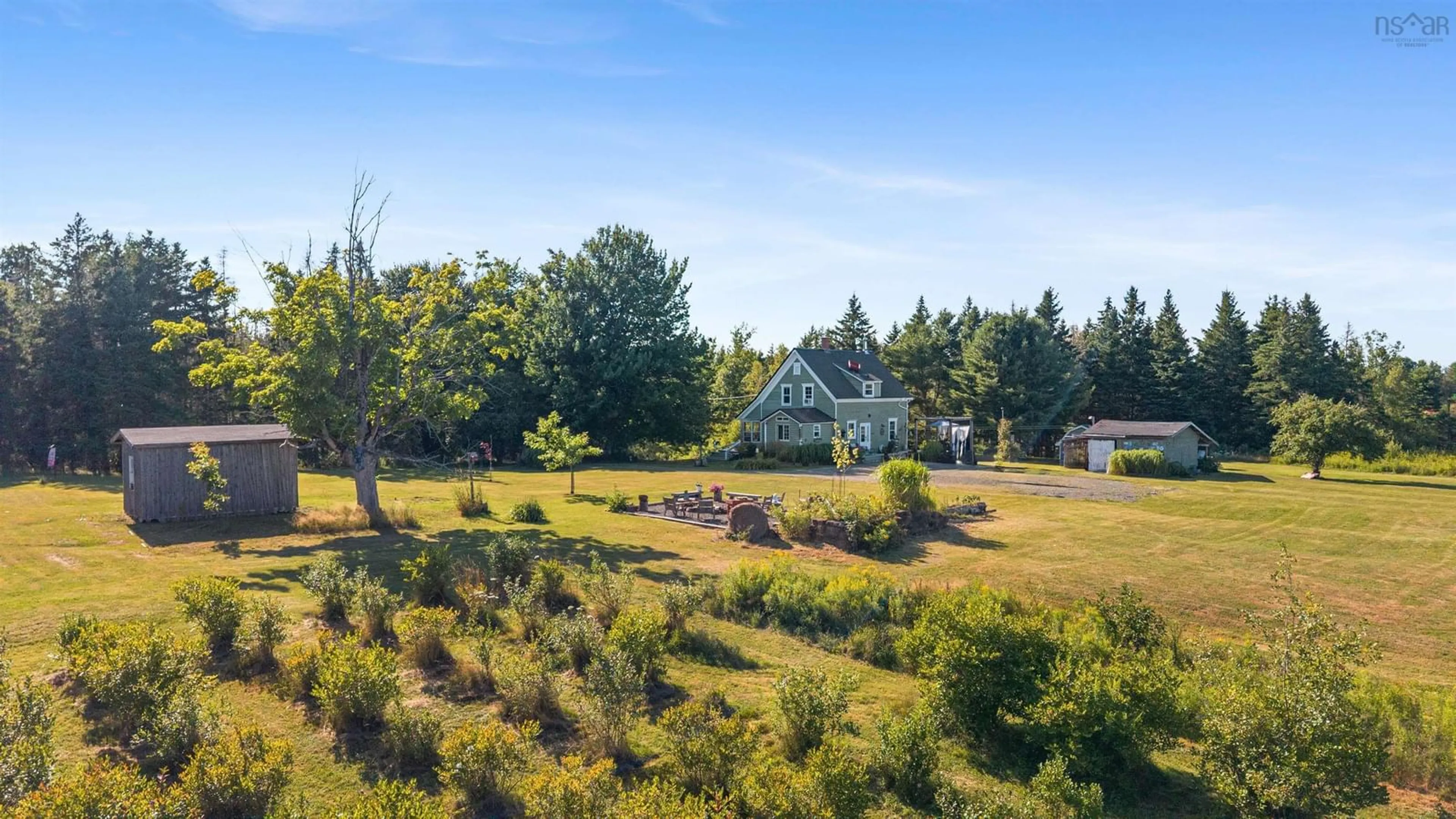 A pic from outside/outdoor area/front of a property/back of a property/a pic from drone, forest/trees view for 3072 326 Hwy, Denmark Nova Scotia B0K 1V0