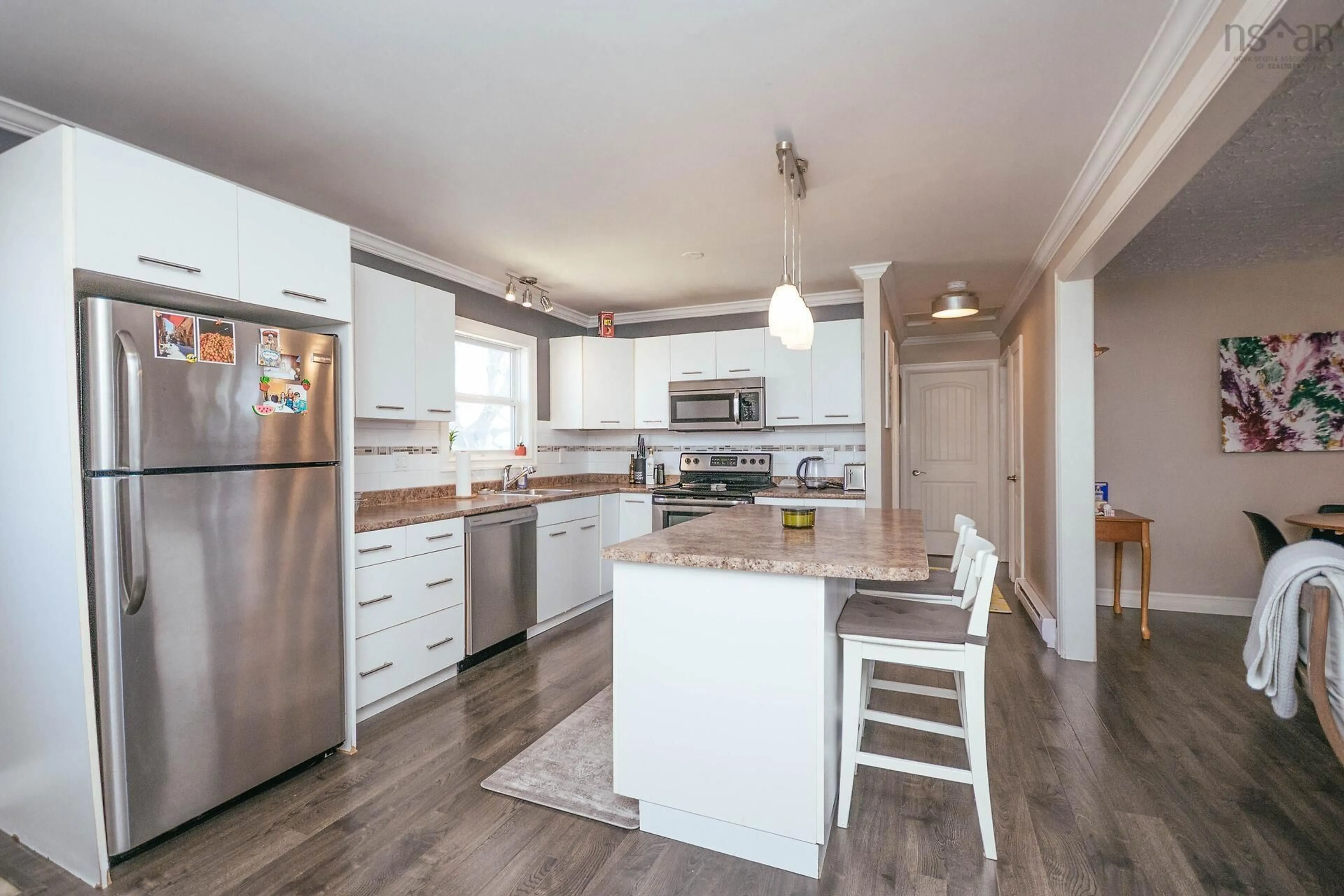 Open concept kitchen, wood/laminate floor for 19 Circle Dr, Halifax Nova Scotia B3P 1J9