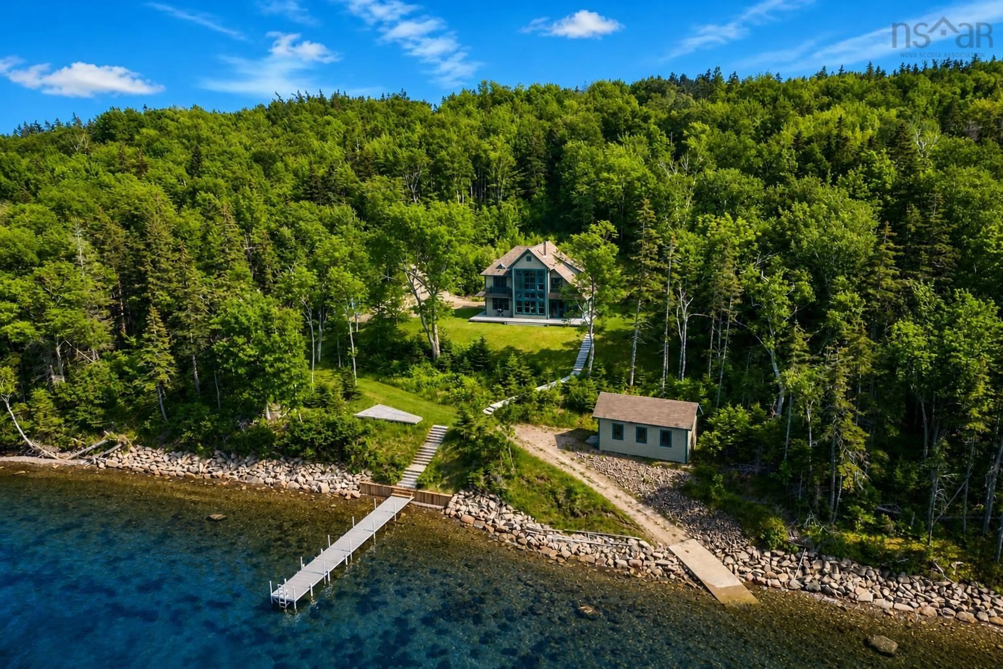 A pic from outside/outdoor area/front of a property/back of a property/a pic from drone, water/lake/river/ocean view for 4783 Washabuck Rd, Lower Washabuck Nova Scotia B2C 1N0