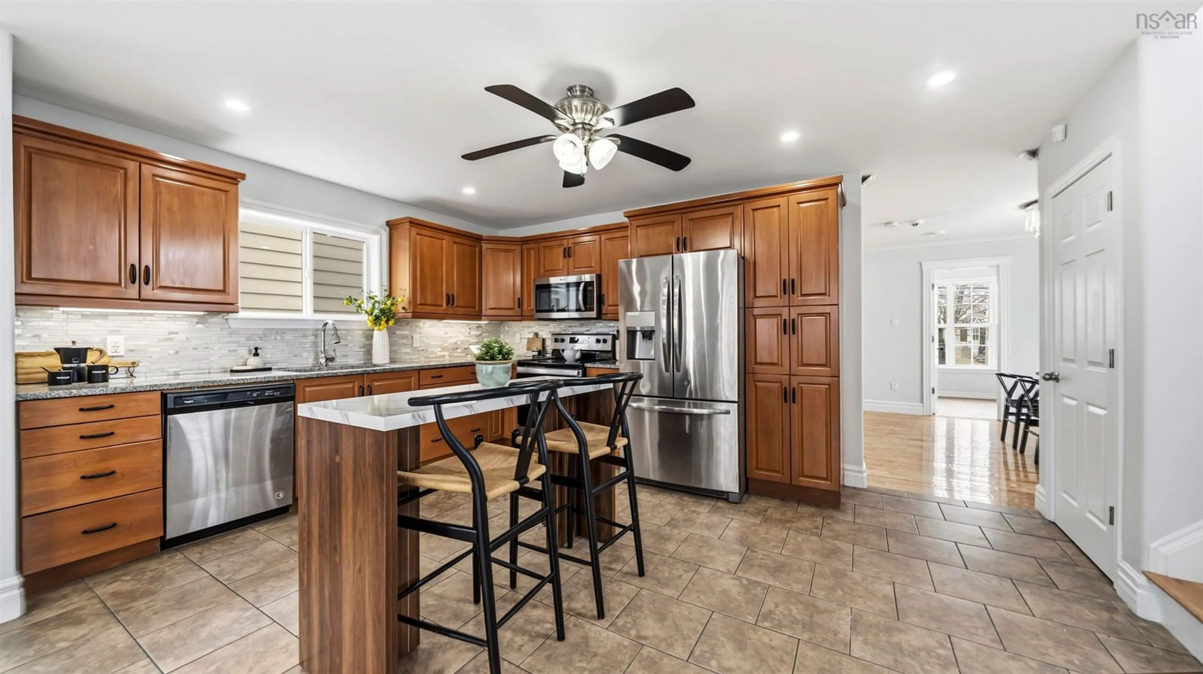 Open concept kitchen, ceramic/tile floor for 3175 Micmac St, Halifax Nova Scotia B3L 3W3