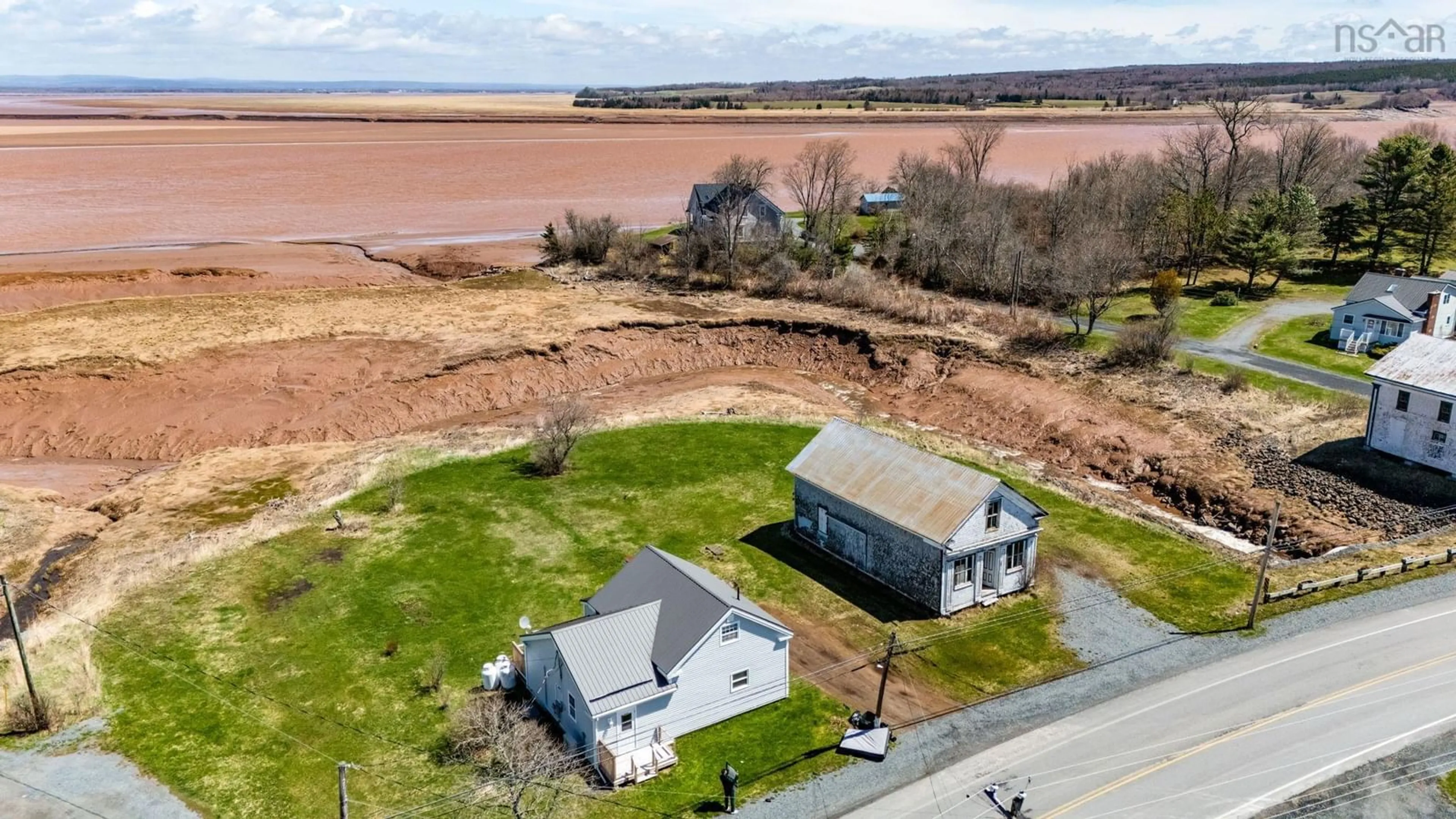 A pic from outside/outdoor area/front of a property/back of a property/a pic from drone, water/lake/river/ocean view for 8803 Highway 215, Maitland Nova Scotia B0N 0A3