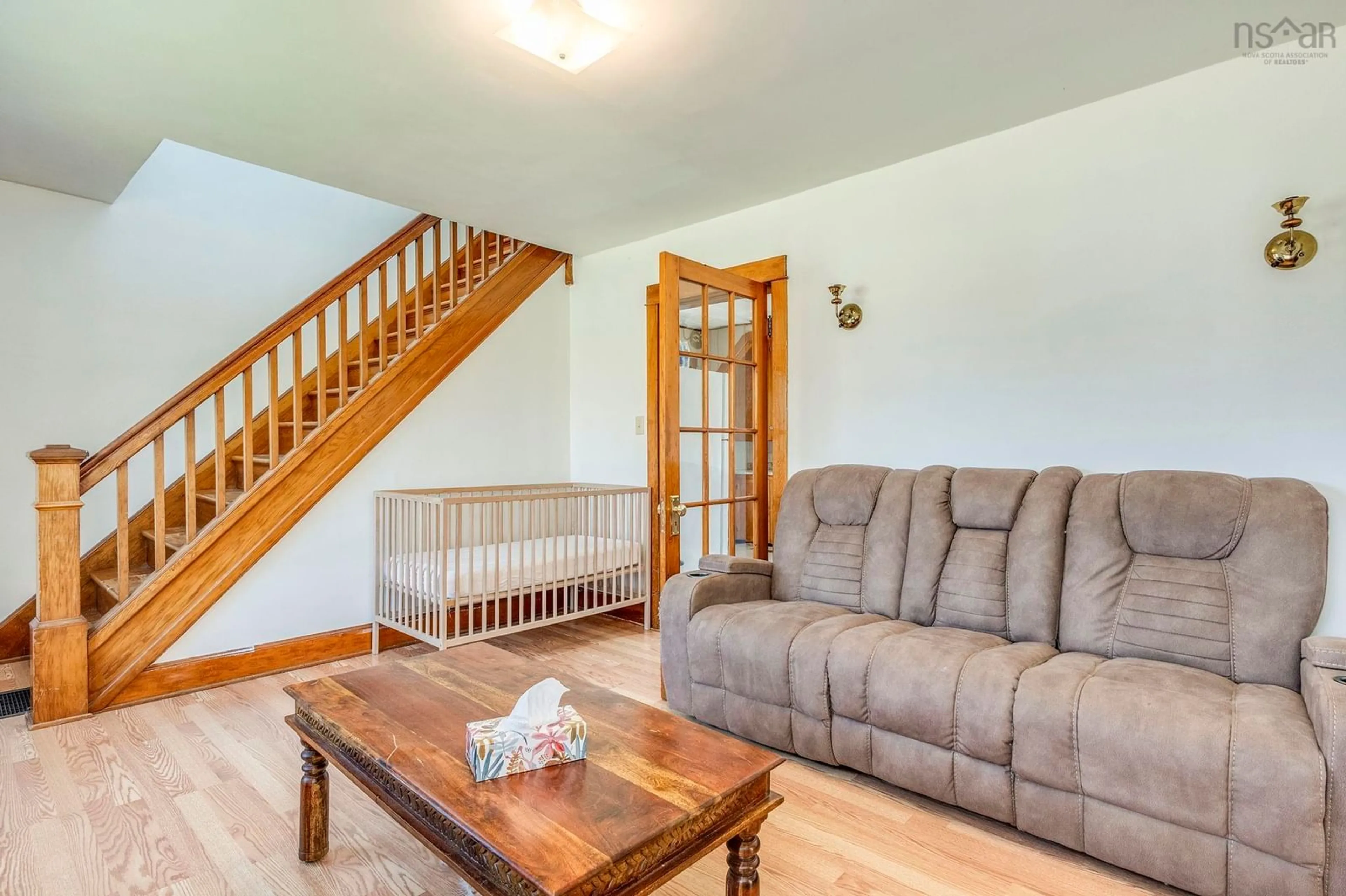 Living room with furniture, wood/laminate floor for 362 Orchard St, Berwick Nova Scotia B0P 1E0
