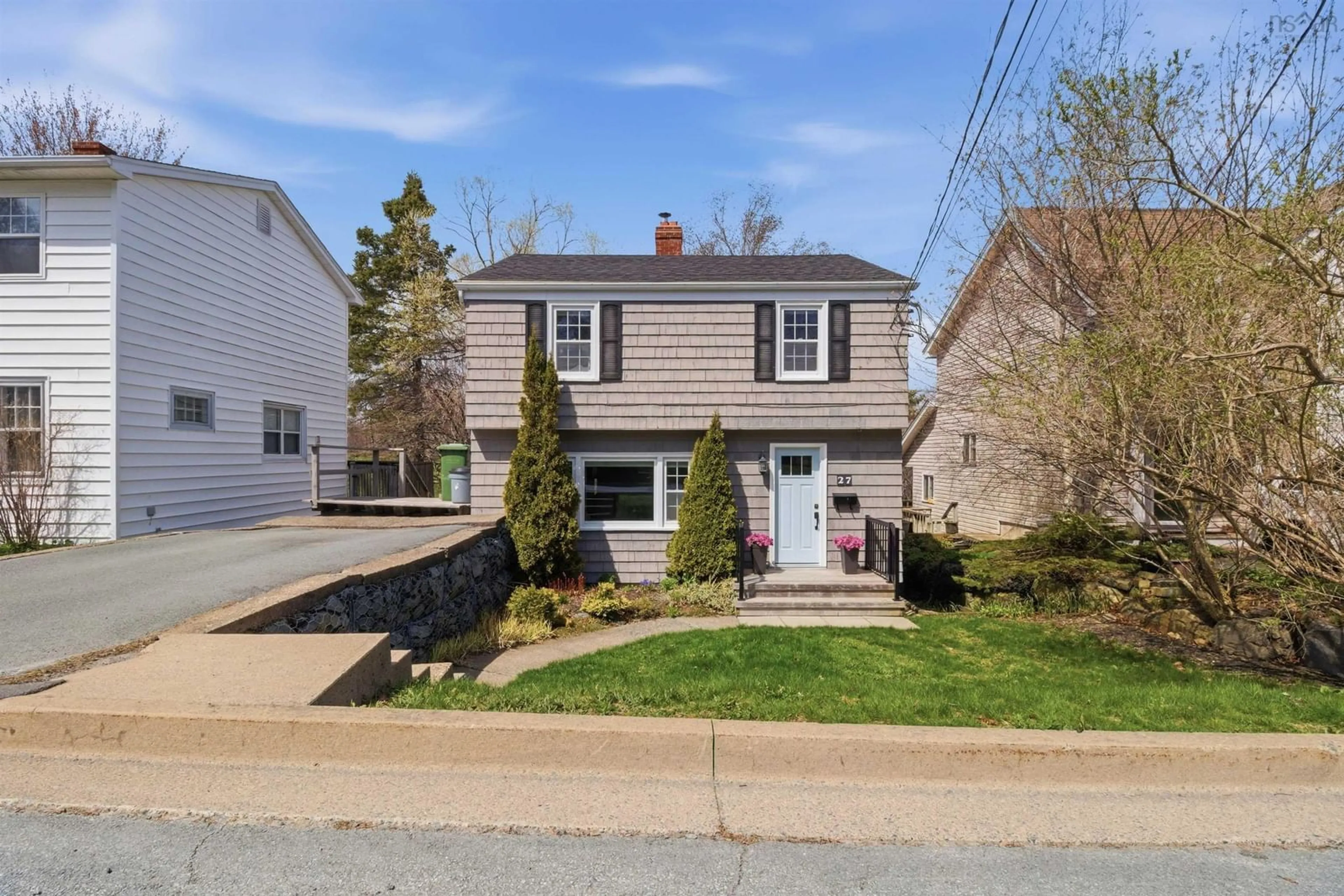 Home with vinyl exterior material, street for 27 Springvale Ave, Halifax Nova Scotia B3N 2A3