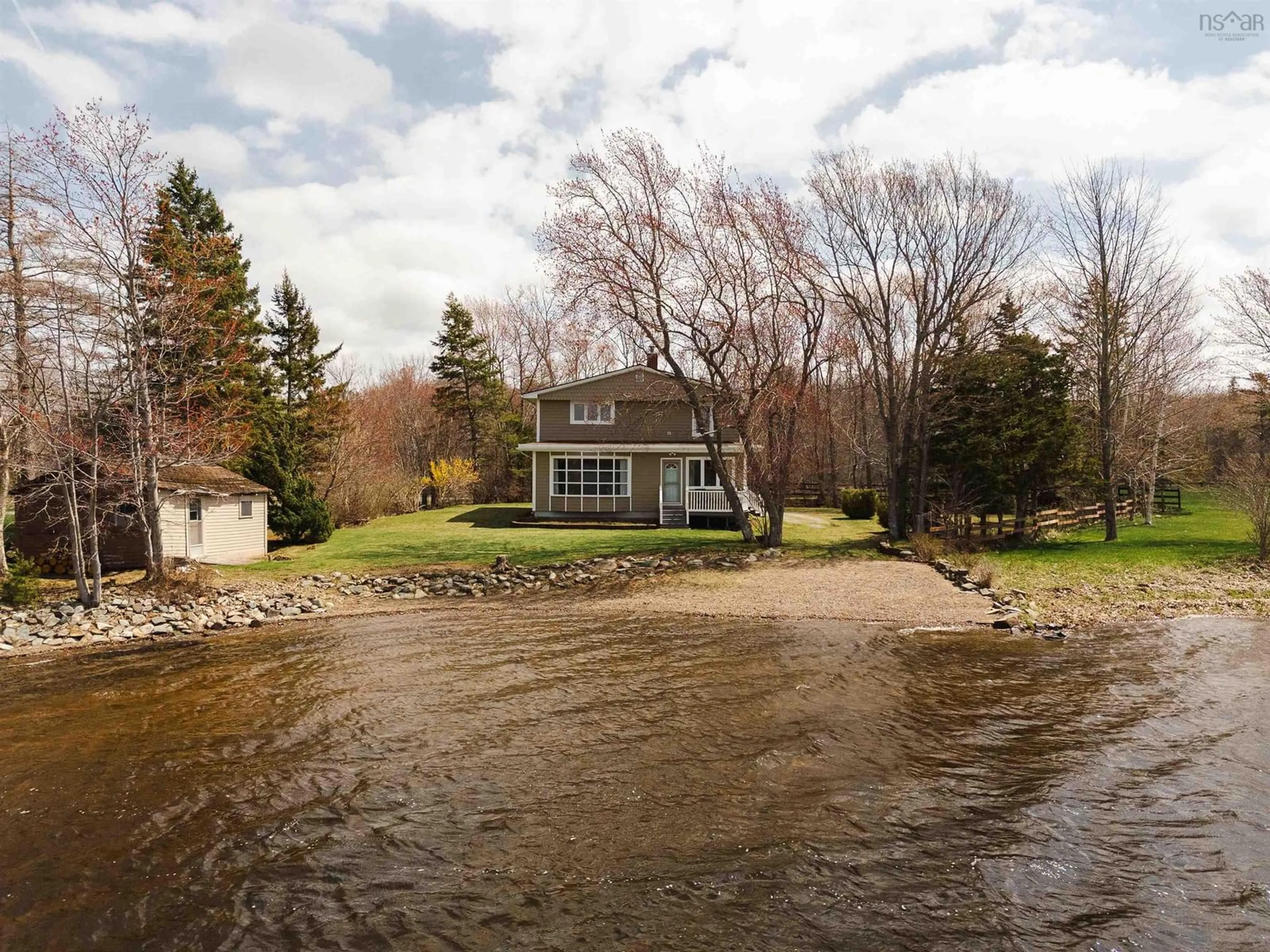 A pic from outside/outdoor area/front of a property/back of a property/a pic from drone, water/lake/river/ocean view for 4 Parkview Dr, Oakfield Nova Scotia B2T 1B1