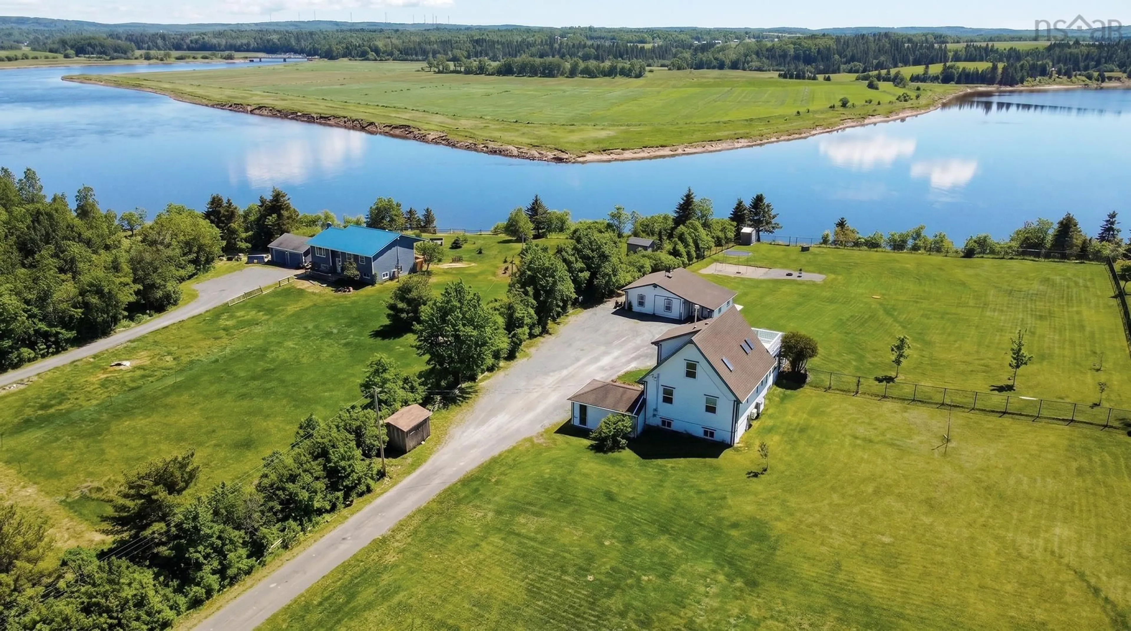 A pic from outside/outdoor area/front of a property/back of a property/a pic from drone, water/lake/river/ocean view for 1158 Avondale Rd, Poplar Grove Nova Scotia B0N 2A0