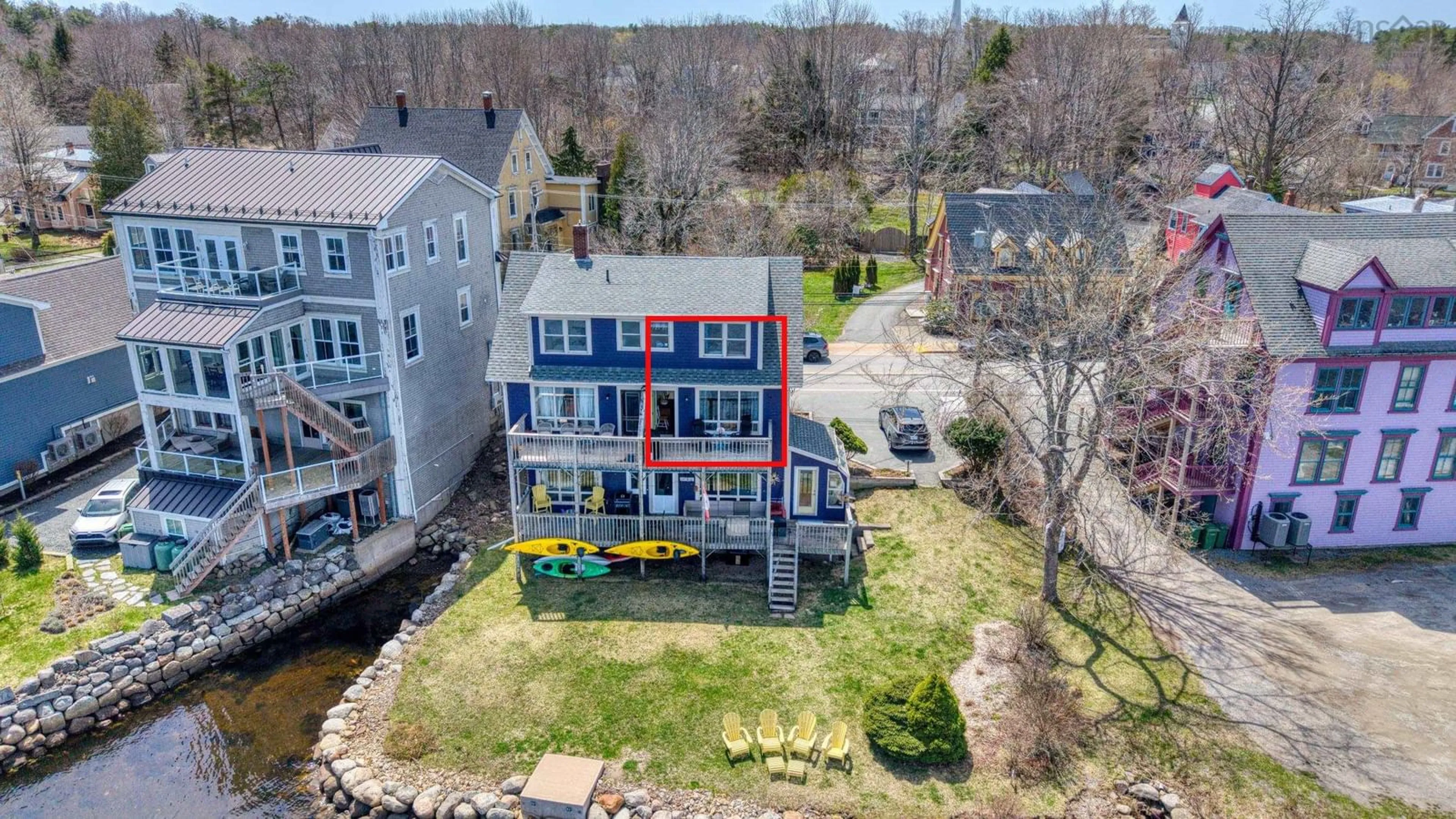 A pic from outside/outdoor area/front of a property/back of a property/a pic from drone, water/lake/river/ocean view for 601 Main St #2, Mahone Bay Nova Scotia B0J 2E0