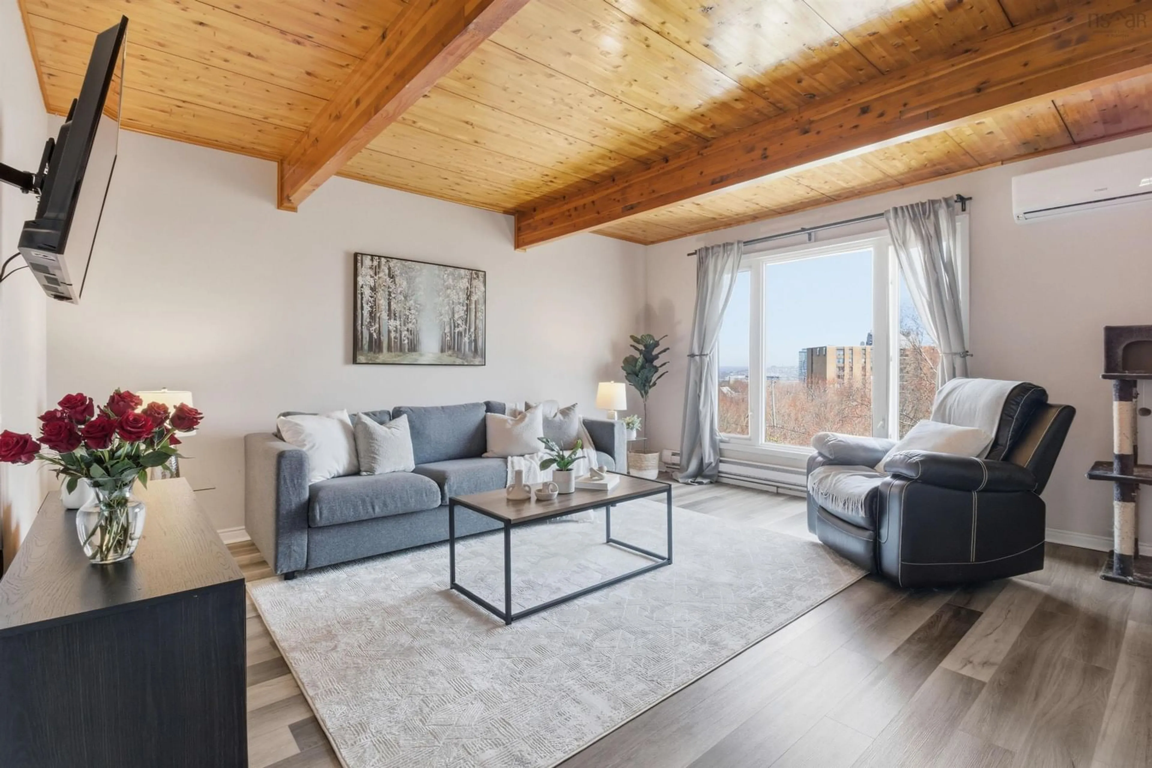 Living room with furniture, wood/laminate floor for 35 Limerick Rd, Halifax Nova Scotia B3P 2E1