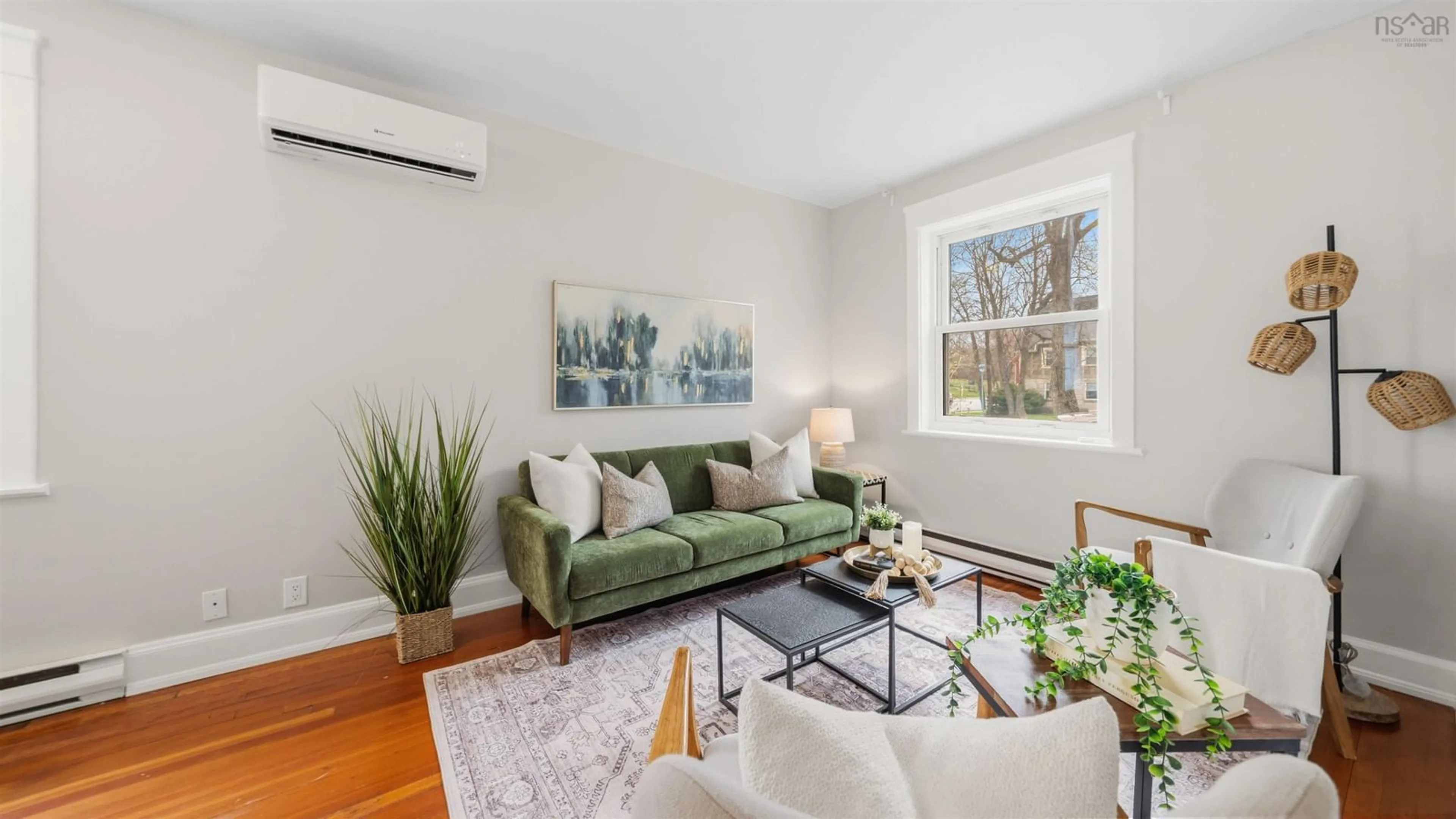 Living room with furniture, wood/laminate floor for 5515 Columbus Pl, Halifax Nova Scotia B3K 2G7