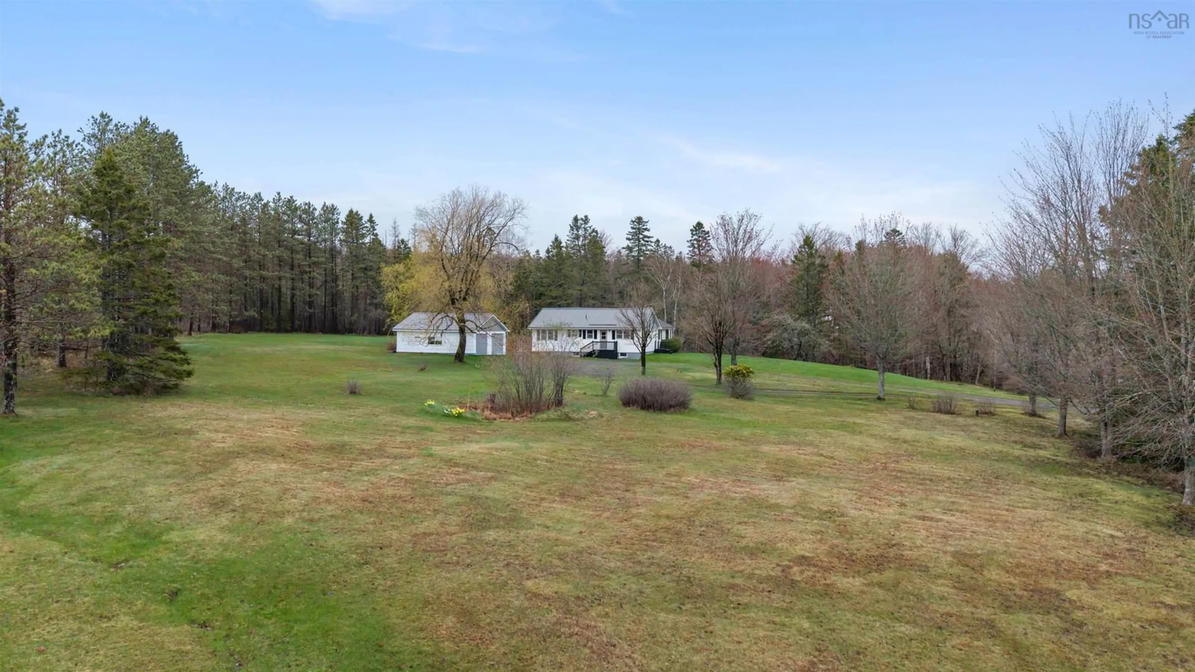 A pic from outside/outdoor area/front of a property/back of a property/a pic from drone, water/lake/river/ocean view for 945 Pictou Rd, East Mountain Nova Scotia B6L 2N1