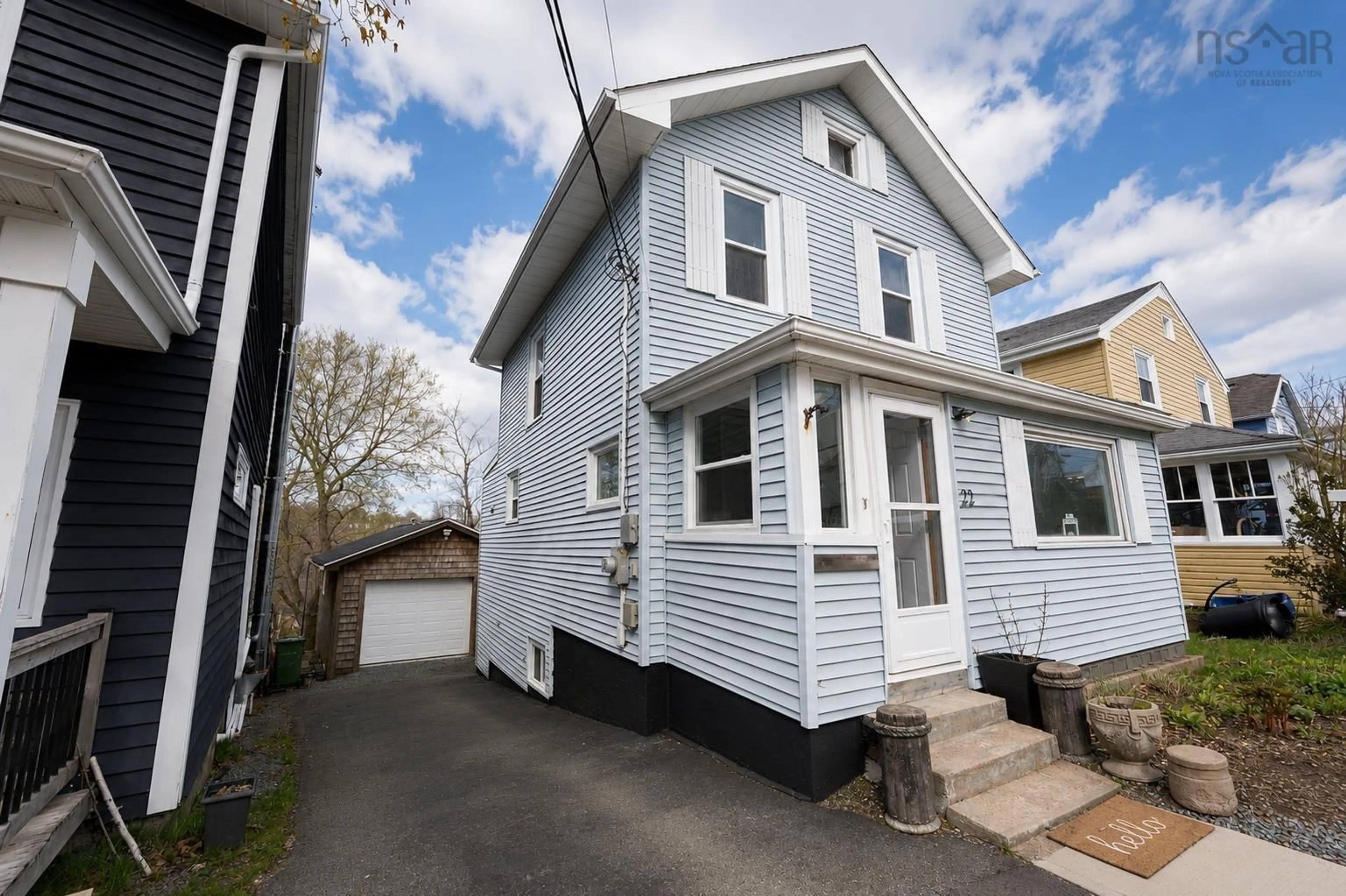 Home with vinyl exterior material, street for 22 Rodney Rd, Dartmouth Nova Scotia B2Y 3V5