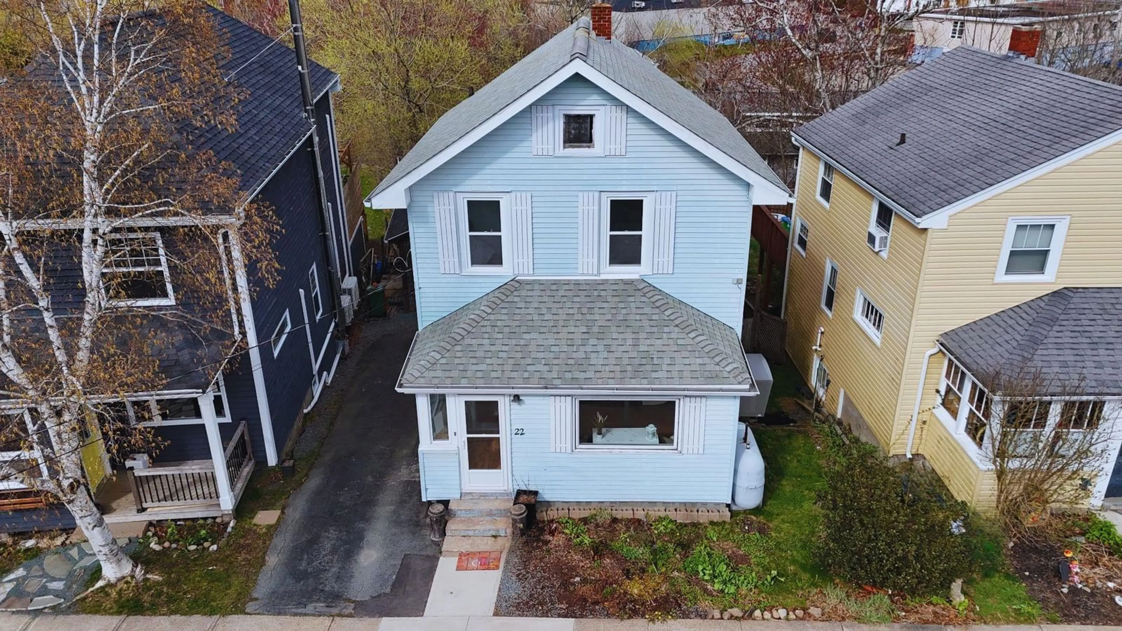 A pic from outside/outdoor area/front of a property/back of a property/a pic from drone, street for 22 Rodney Rd, Dartmouth Nova Scotia B2Y 3V5