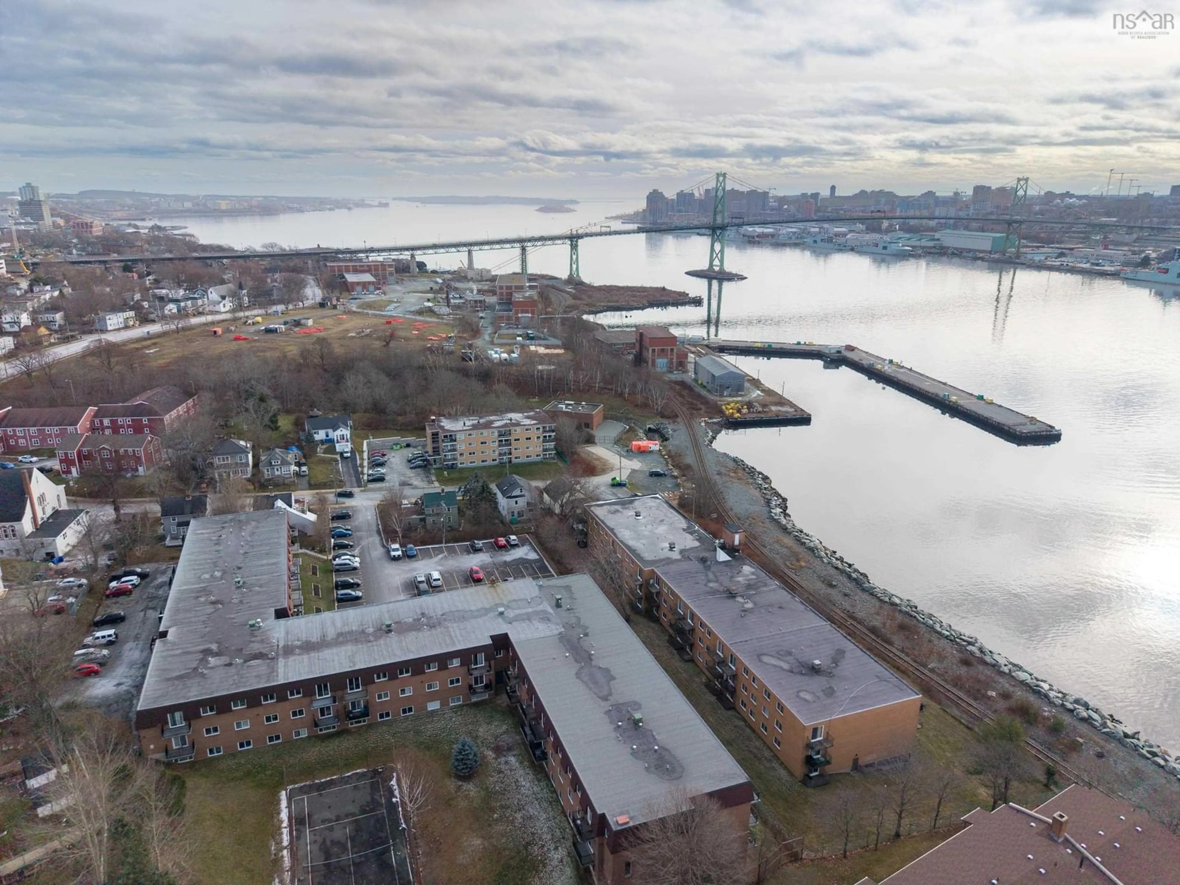 A pic from outside/outdoor area/front of a property/back of a property/a pic from drone, water/lake/river/ocean view for 7 Jamieson St #111, Dartmouth Nova Scotia B3A 4L2