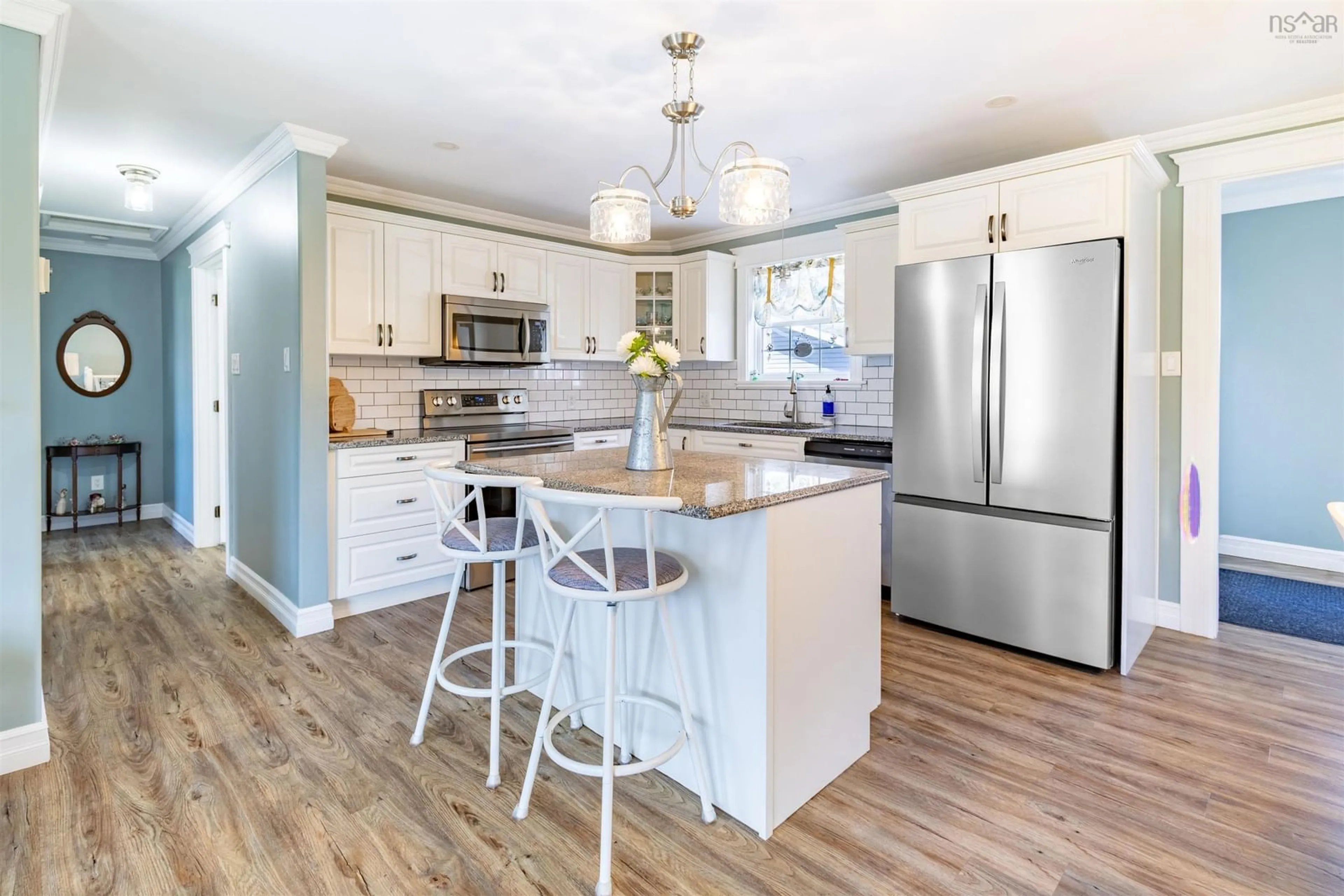 Open concept kitchen, wood/laminate floor for 106 Patnic Ave, Mira Road Nova Scotia B1P 3G5