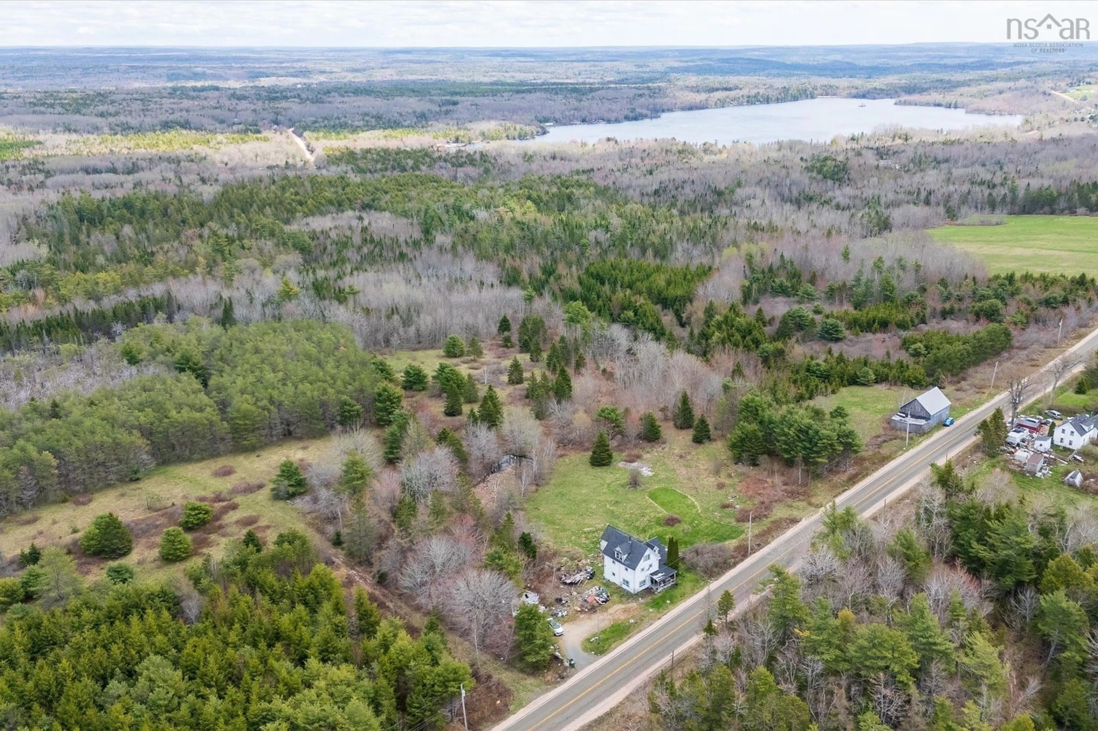A pic from outside/outdoor area/front of a property/back of a property/a pic from drone, water/lake/river/ocean view for 1170 Highway 10, Springfield Nova Scotia B0R 1H0
