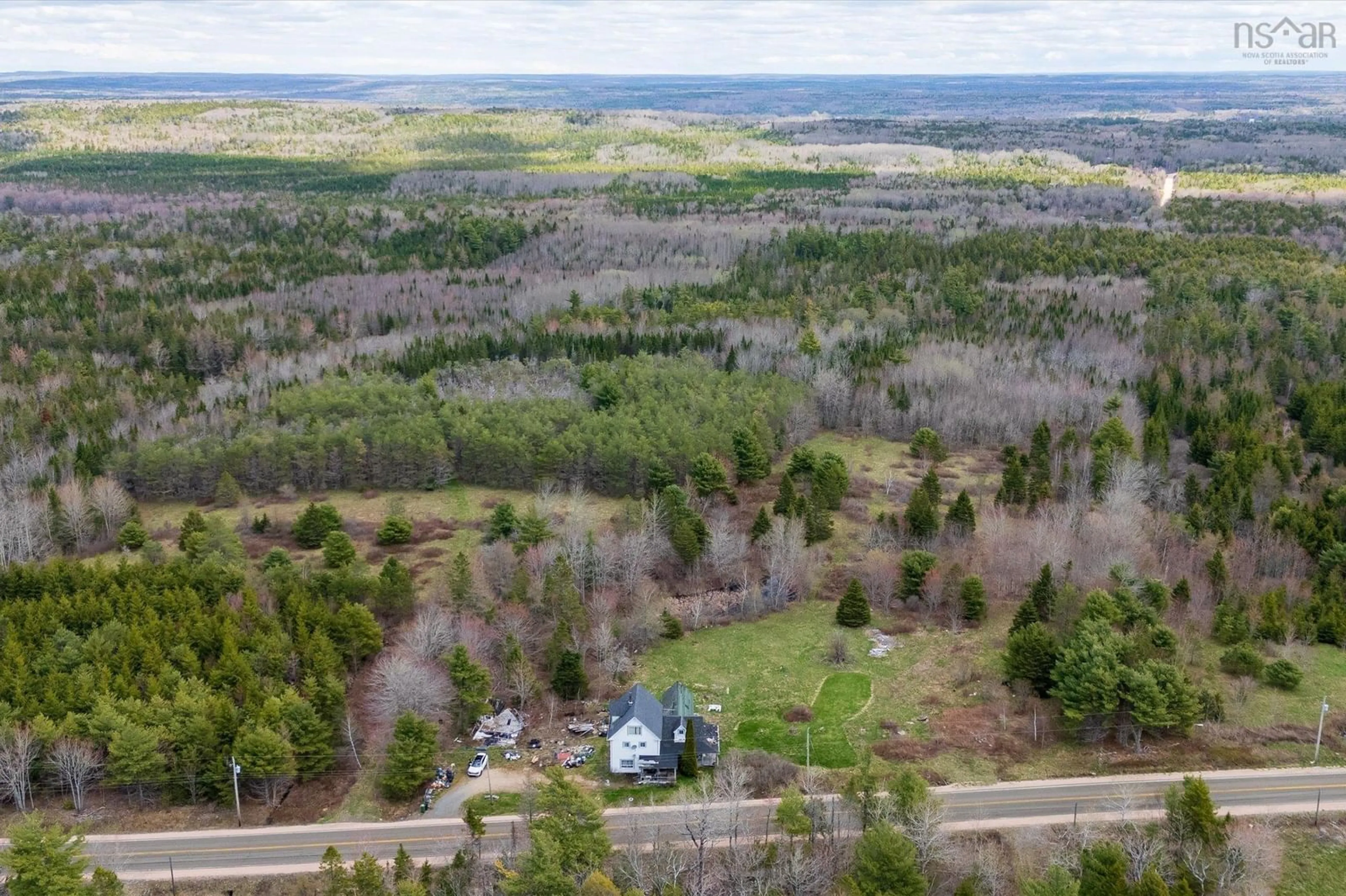 A pic from outside/outdoor area/front of a property/back of a property/a pic from drone, forest/trees view for 1170 Highway 10, Springfield Nova Scotia B0R 1H0