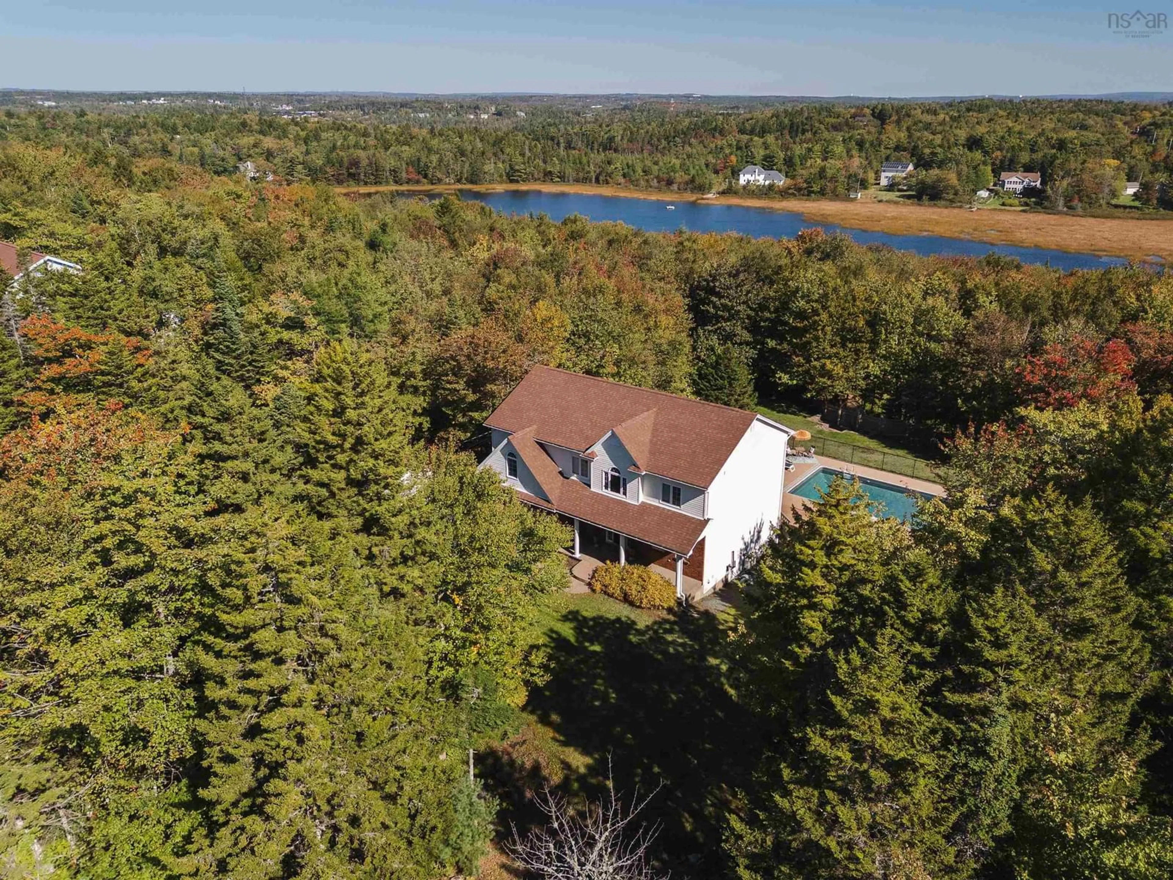 A pic from outside/outdoor area/front of a property/back of a property/a pic from drone, water/lake/river/ocean view for 150 Matthew Dr, Kingswood Nova Scotia B4B 1K7