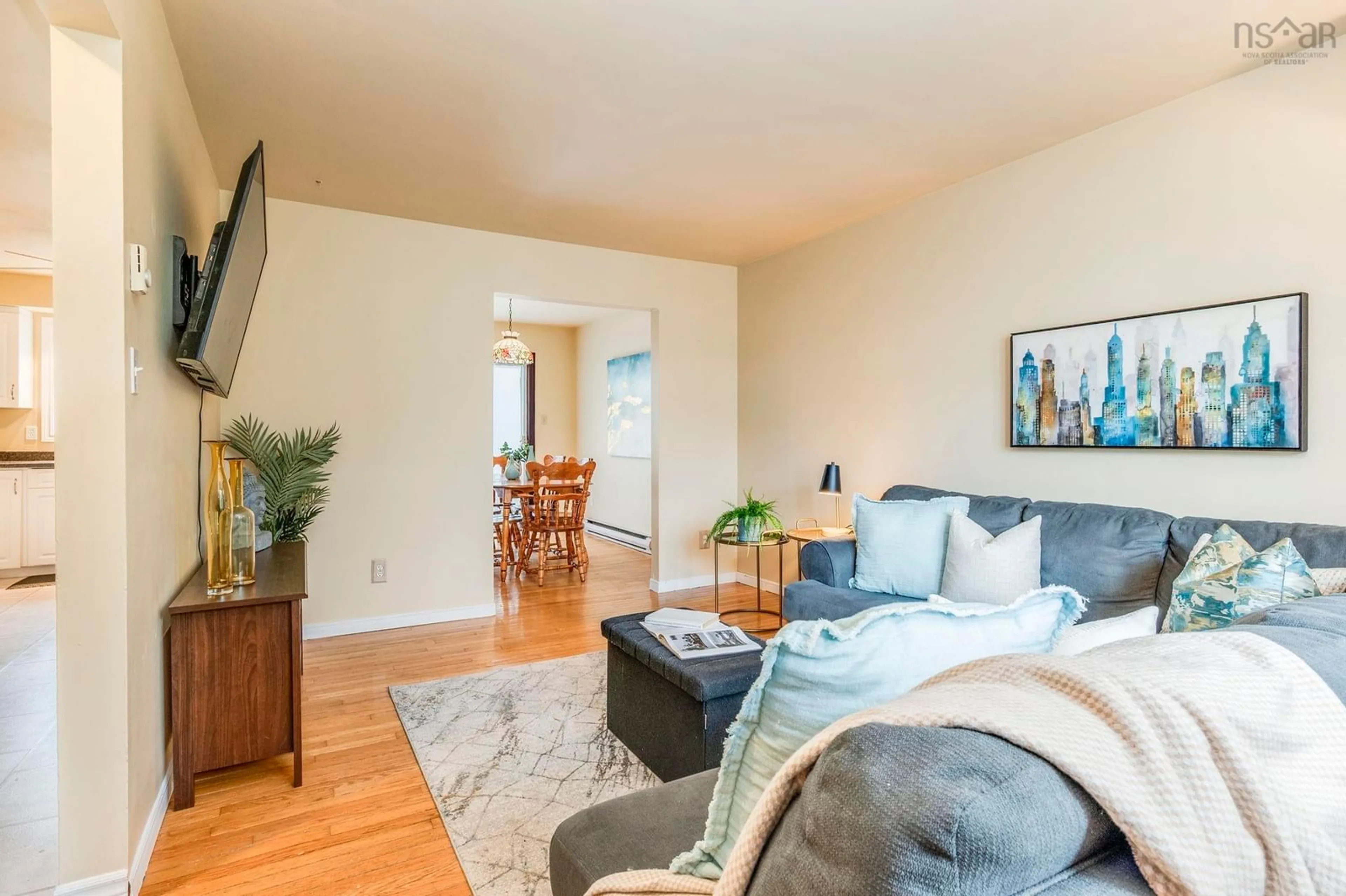 Living room with furniture, wood/laminate floor for 44 Viscaya Pl, Dartmouth Nova Scotia B2X 3J1