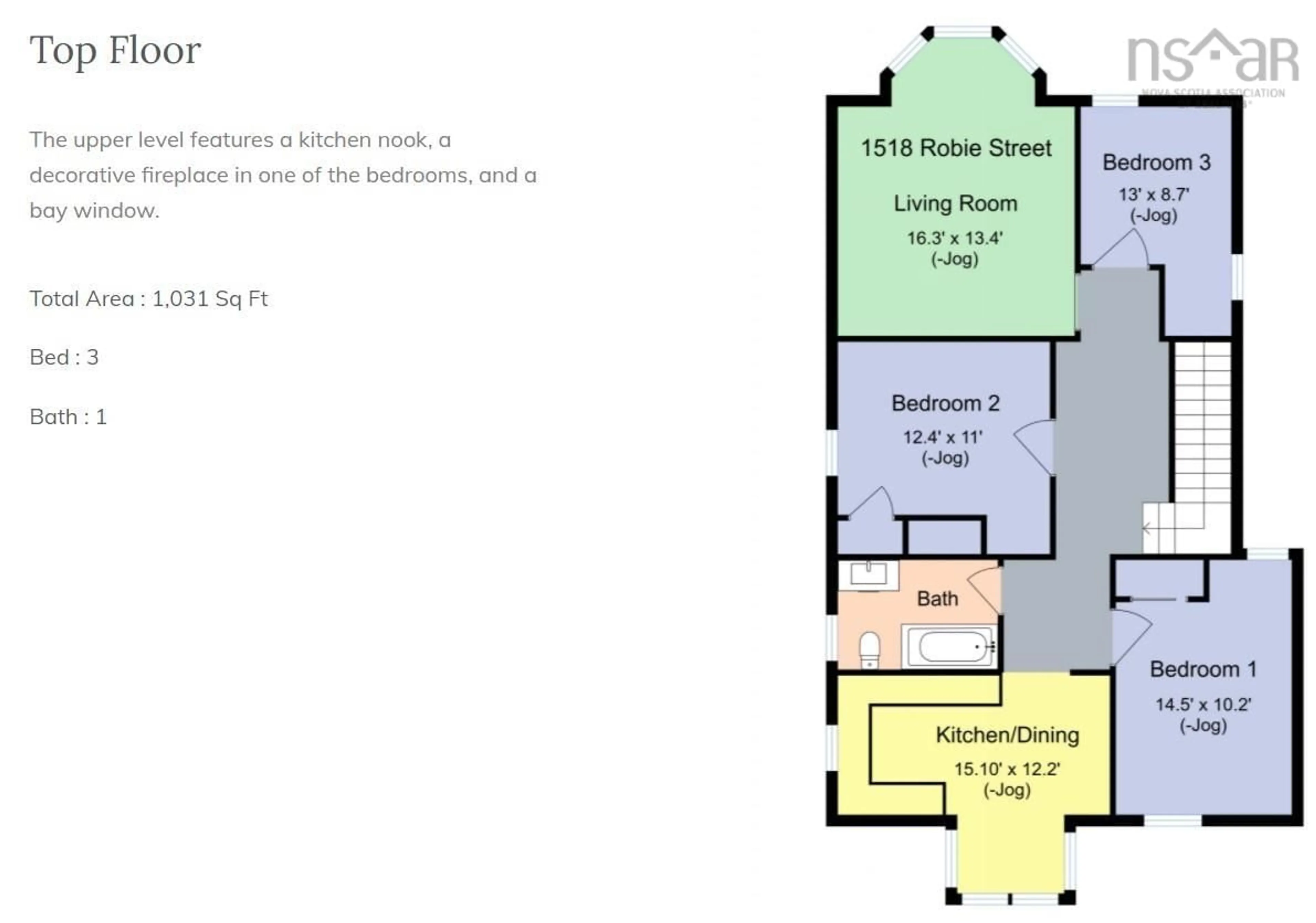 Floor plan for 1518-1522 Robie St, Halifax Nova Scotia B3H 3E4