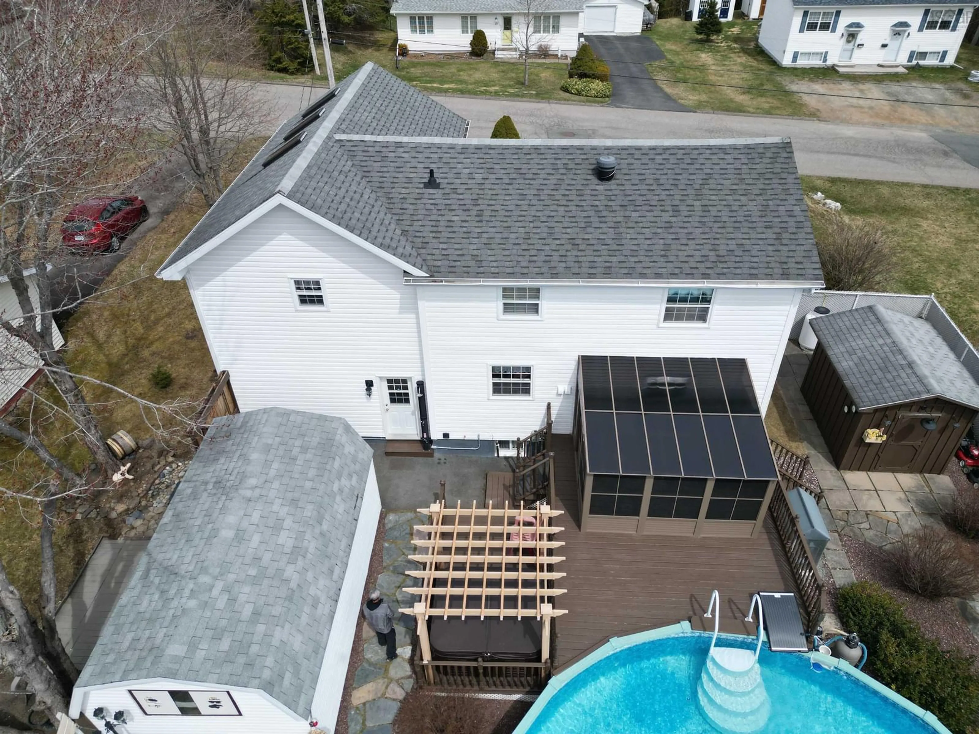 A pic from outside/outdoor area/front of a property/back of a property/a pic from drone, water/lake/river/ocean view for 80 Parkwood Dr, Sydney River Nova Scotia B1S 1H7
