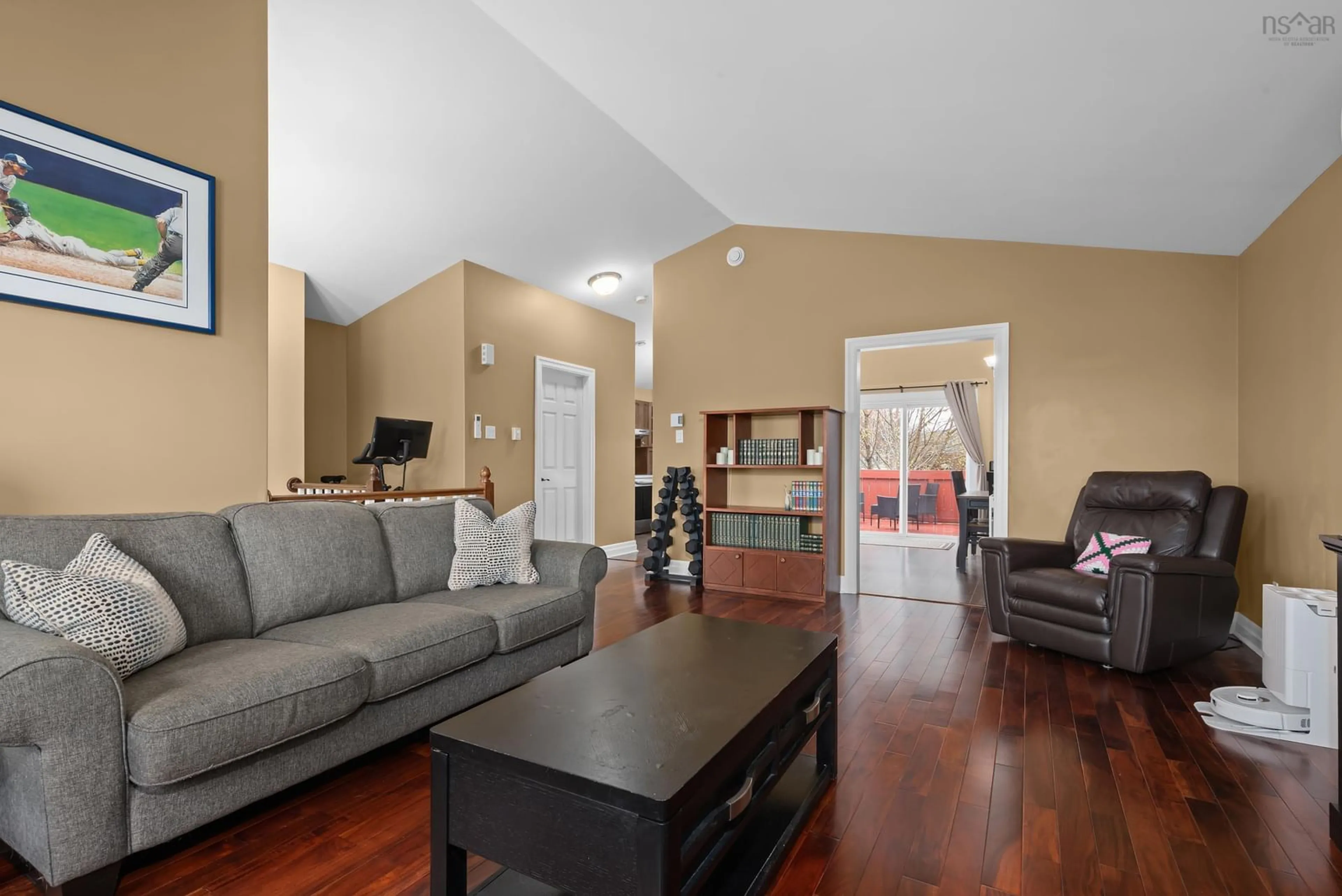 Living room with furniture, wood/laminate floor for 48 Jeep Cres, Eastern Passage Nova Scotia B3G 1P3