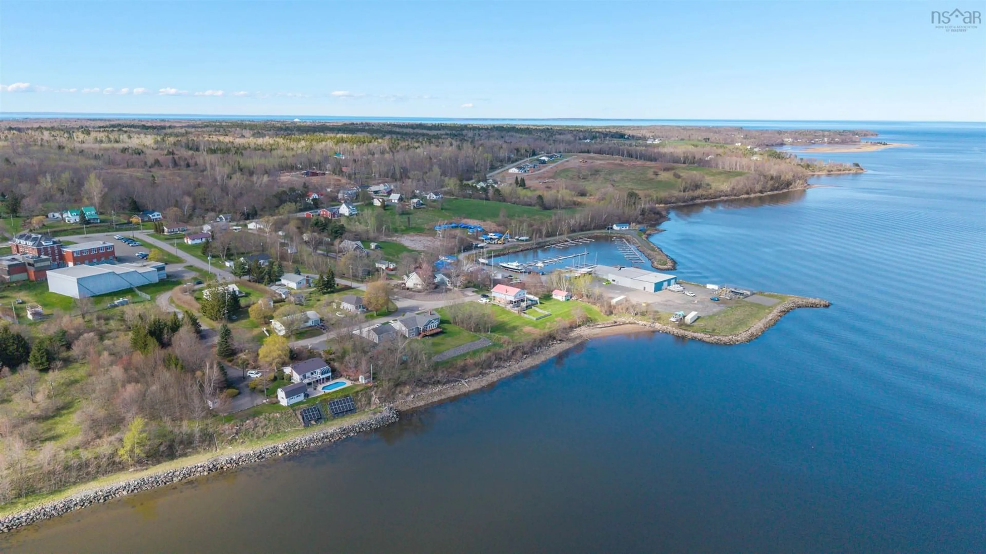 A pic from outside/outdoor area/front of a property/back of a property/a pic from drone, water/lake/river/ocean view for 60 Harbour Dr, Pictou Nova Scotia B0K 1H0