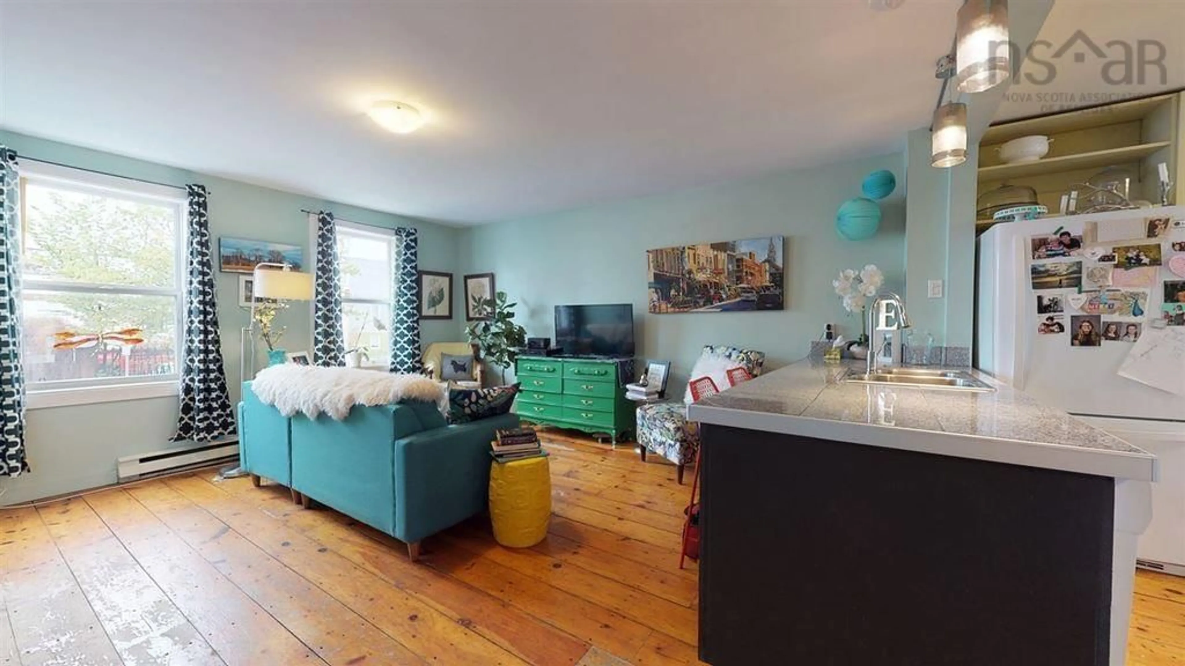 Living room with furniture, wood/laminate floor for 2126 Creighton St, Halifax Nova Scotia B3K 3R4