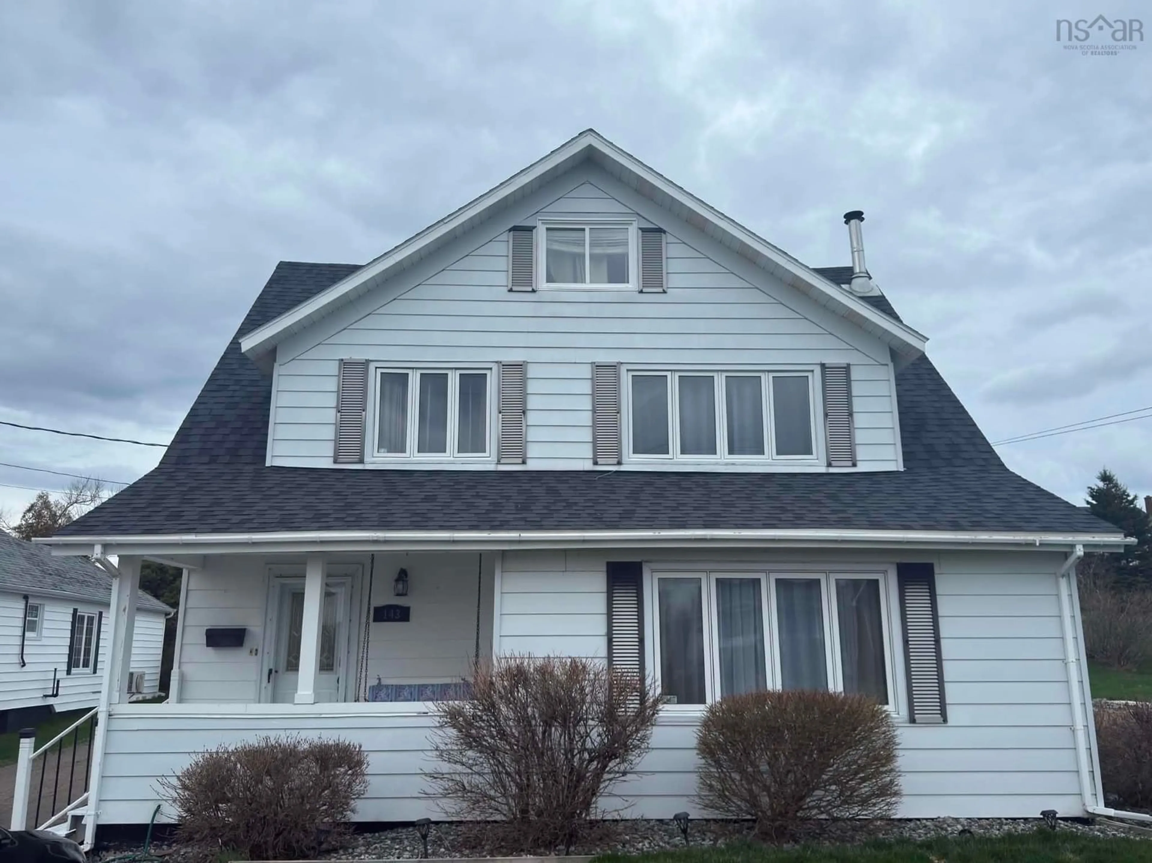 Home with vinyl exterior material, street for 143 Lake Rd, Glace Bay Nova Scotia B1A 2G8