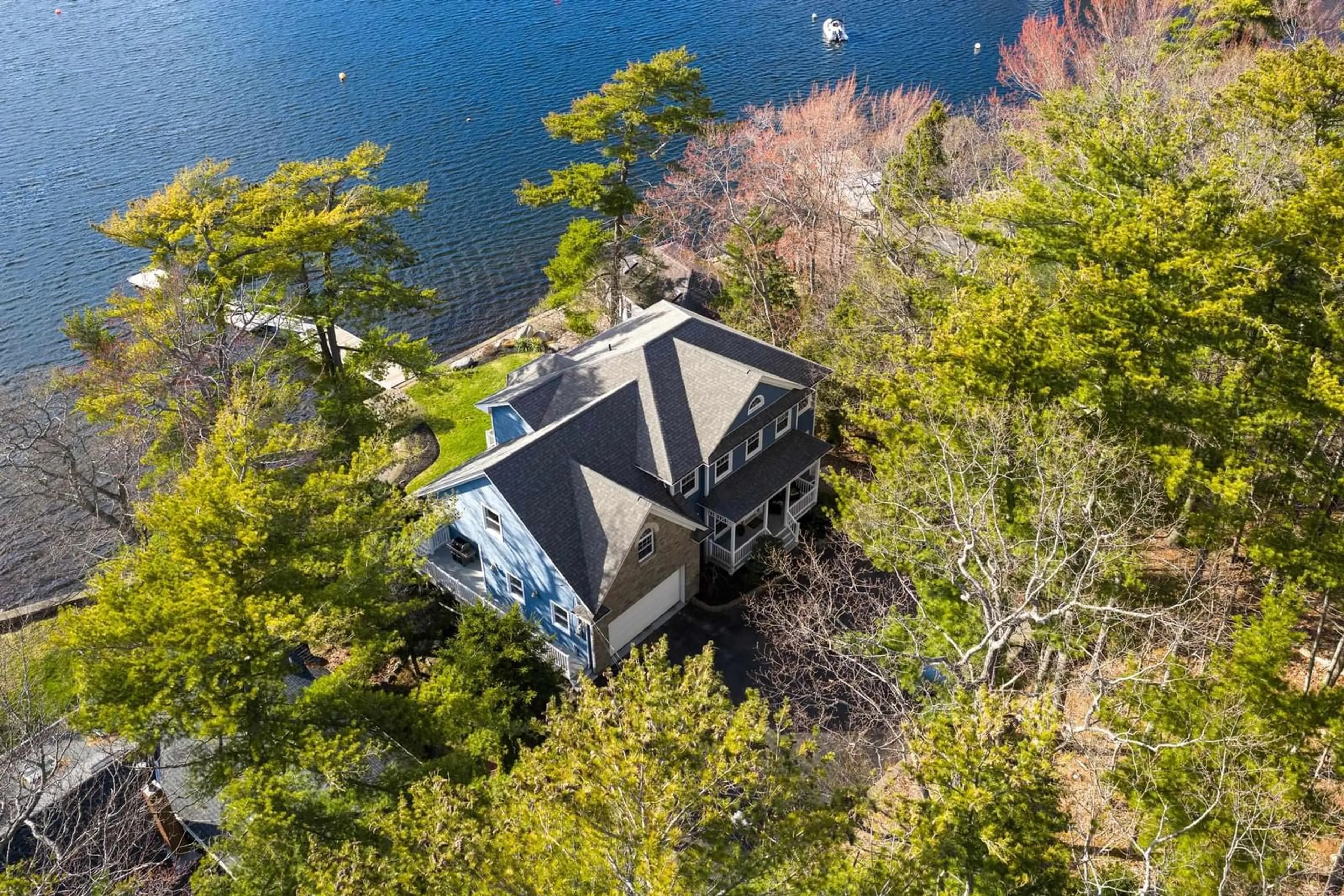 A pic from outside/outdoor area/front of a property/back of a property/a pic from drone, water/lake/river/ocean view for 981 Shore Dr, Bedford Nova Scotia B4A 2E6