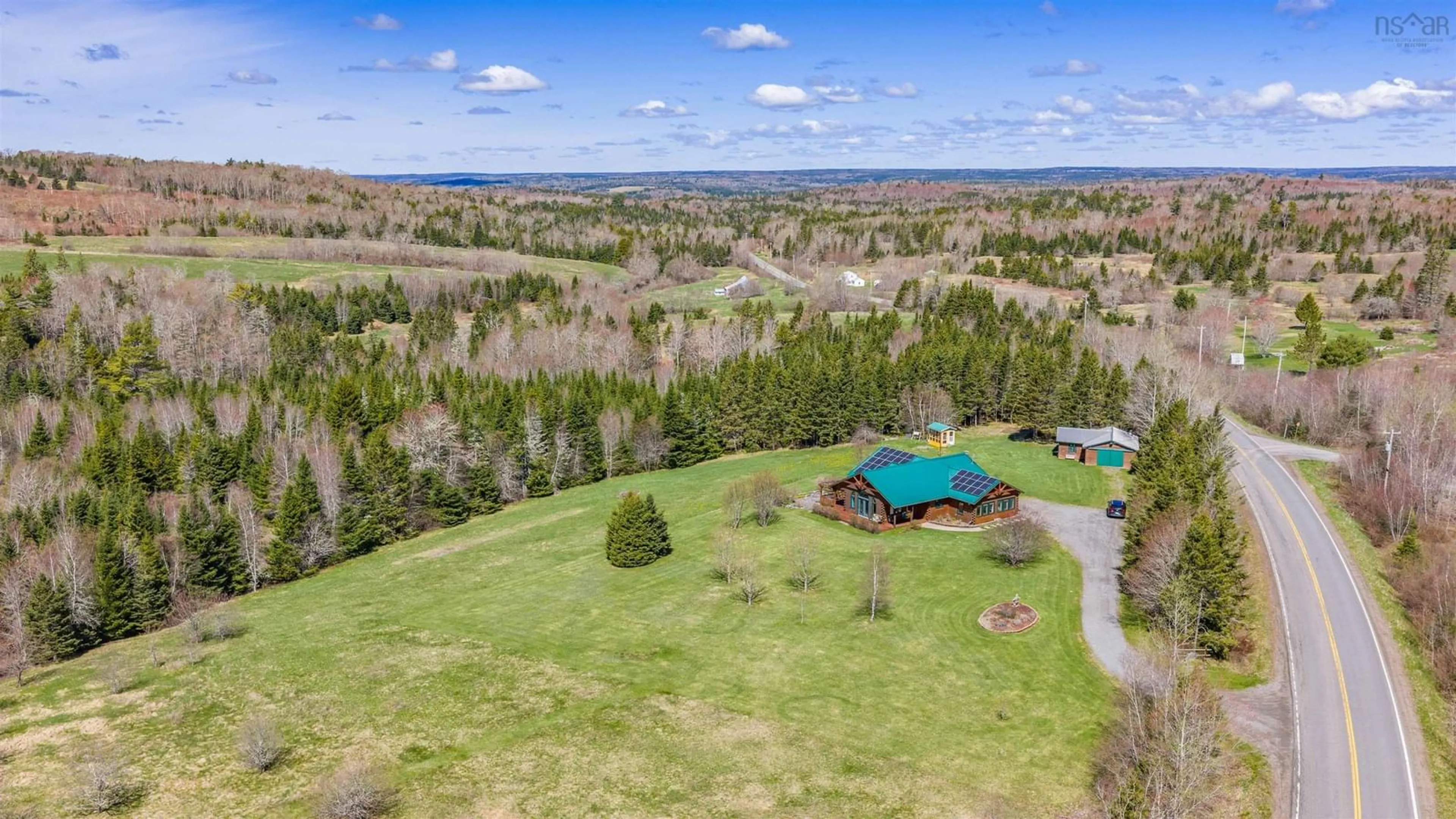 A pic from outside/outdoor area/front of a property/back of a property/a pic from drone, water/lake/river/ocean view for 415 Highway 336, Newton Mills Nova Scotia B0N 2P0