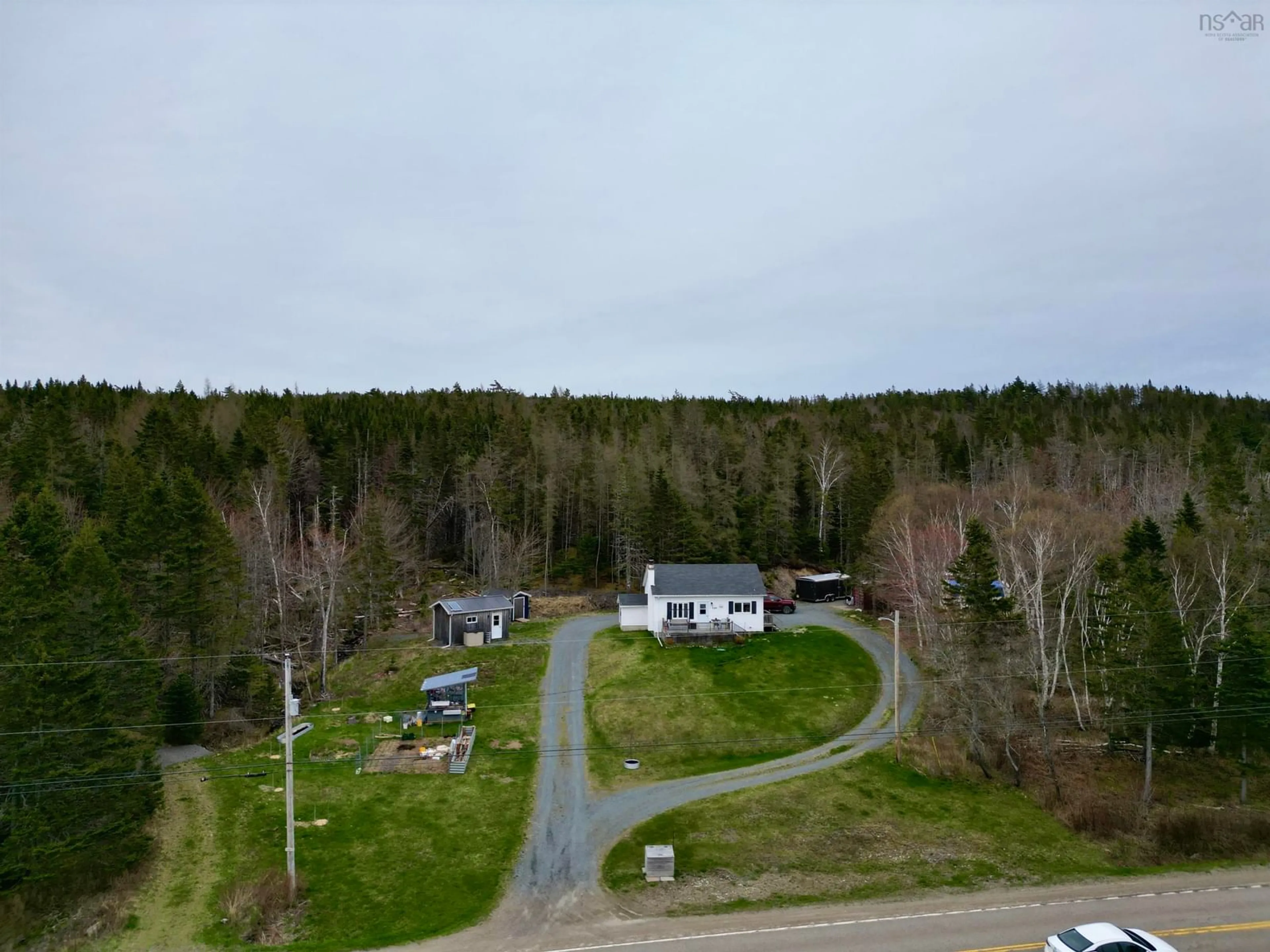 A pic from outside/outdoor area/front of a property/back of a property/a pic from drone, unknown for 9384 Highway 7, Stillwater Nova Scotia B0H 1E0