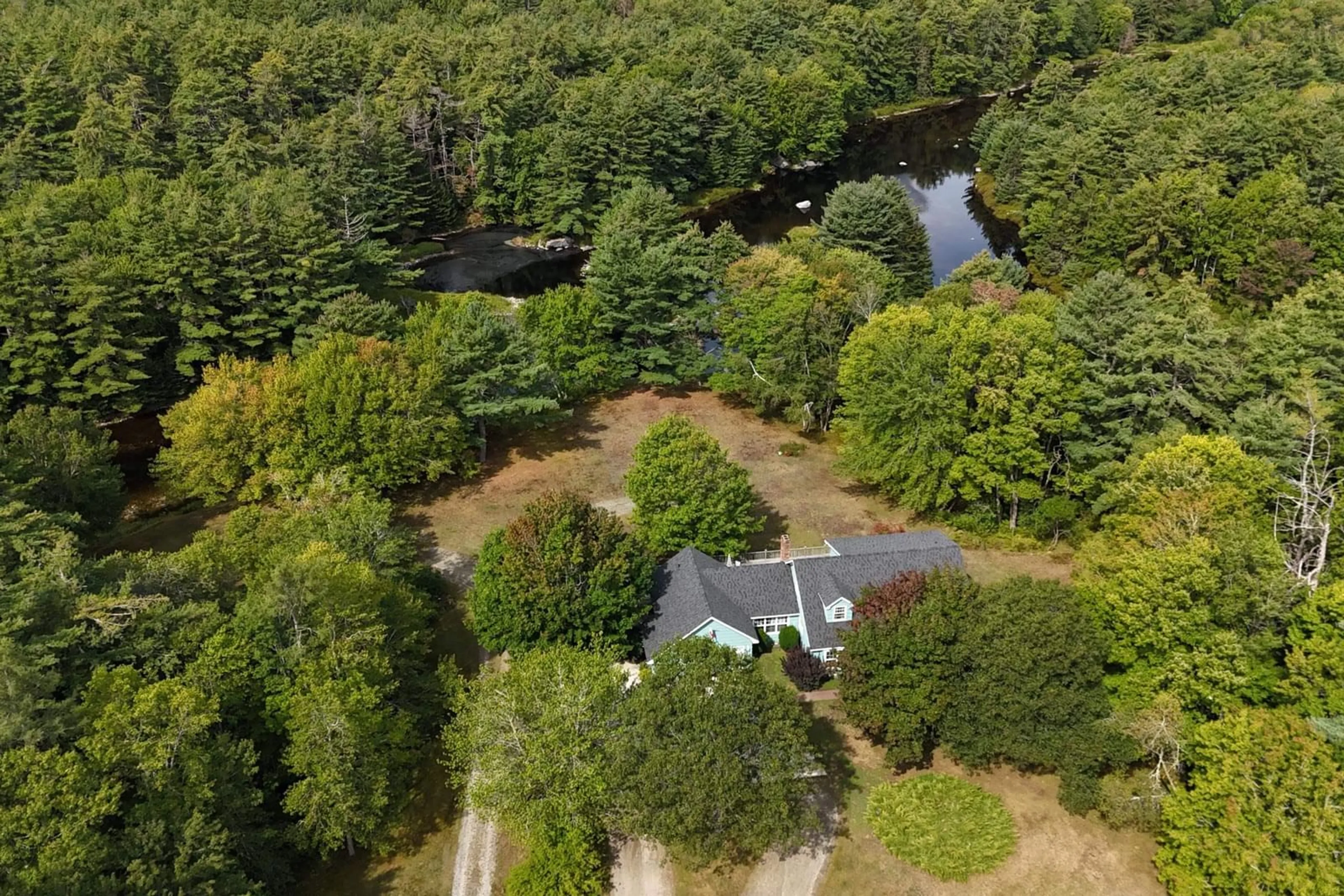 A pic from outside/outdoor area/front of a property/back of a property/a pic from drone, forest/trees view for 257 Lake John Rd, Jordan Falls Nova Scotia B0T 1J0