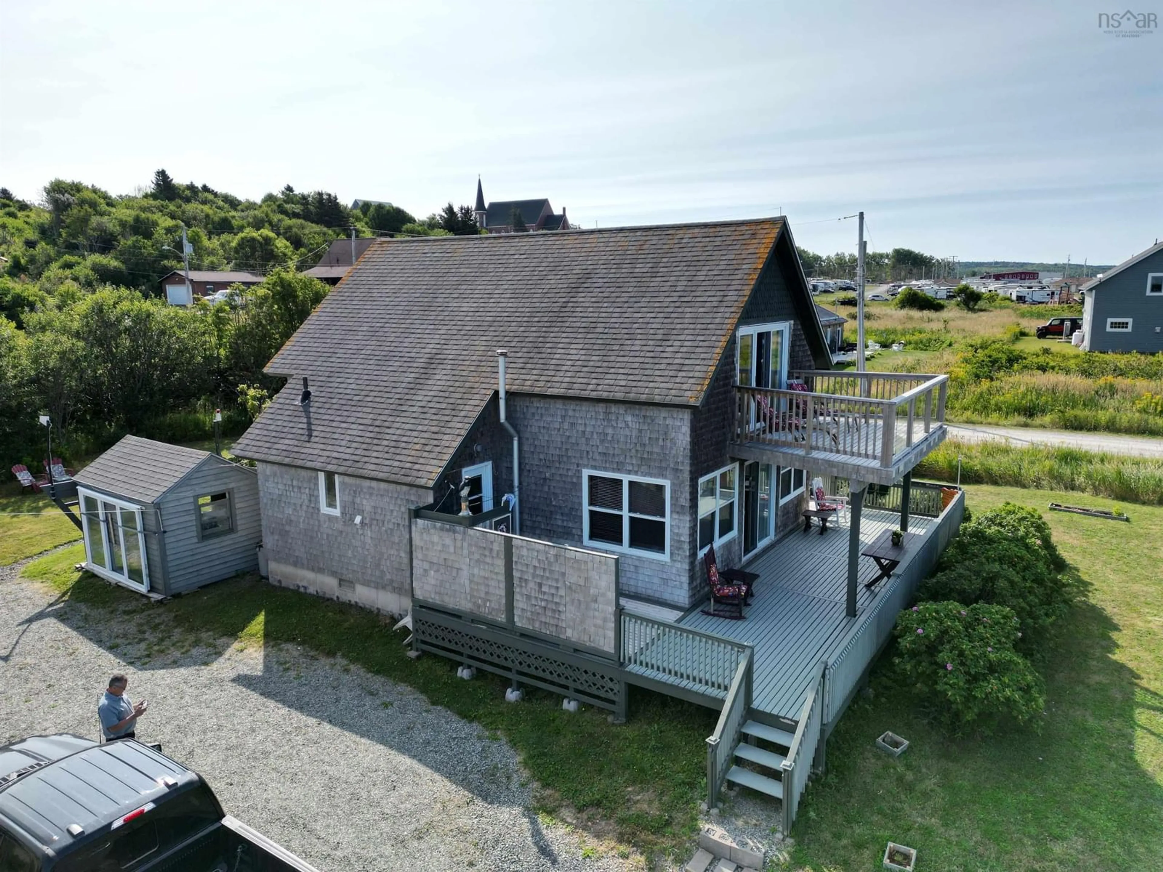 A pic from outside/outdoor area/front of a property/back of a property/a pic from drone, building for 1 Bayberry Rd, Port Hood Nova Scotia B0E 2W0