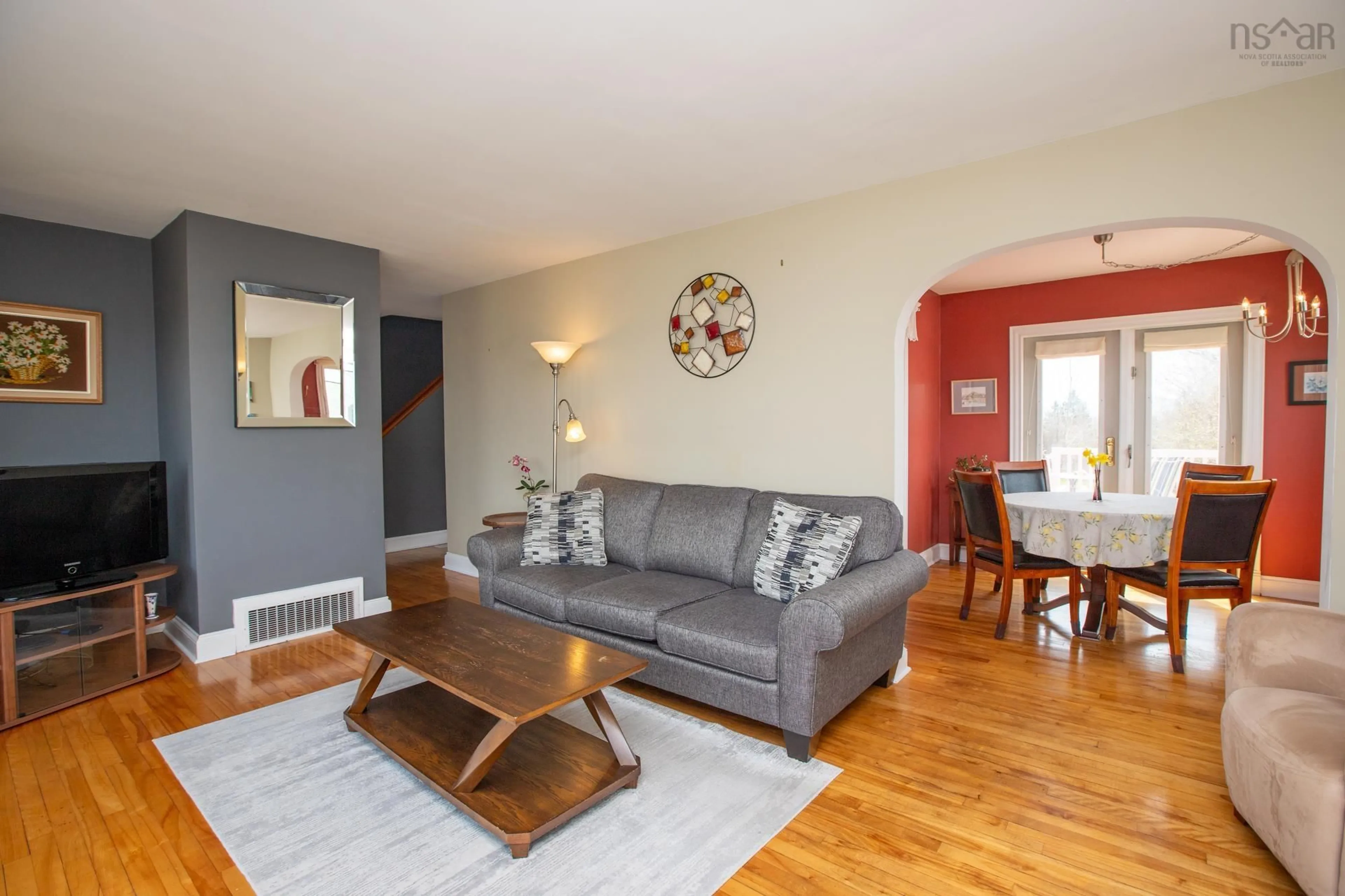 Living room with furniture, wood/laminate floor for 273 Joffre St, Dartmouth Nova Scotia B2Y 3E2