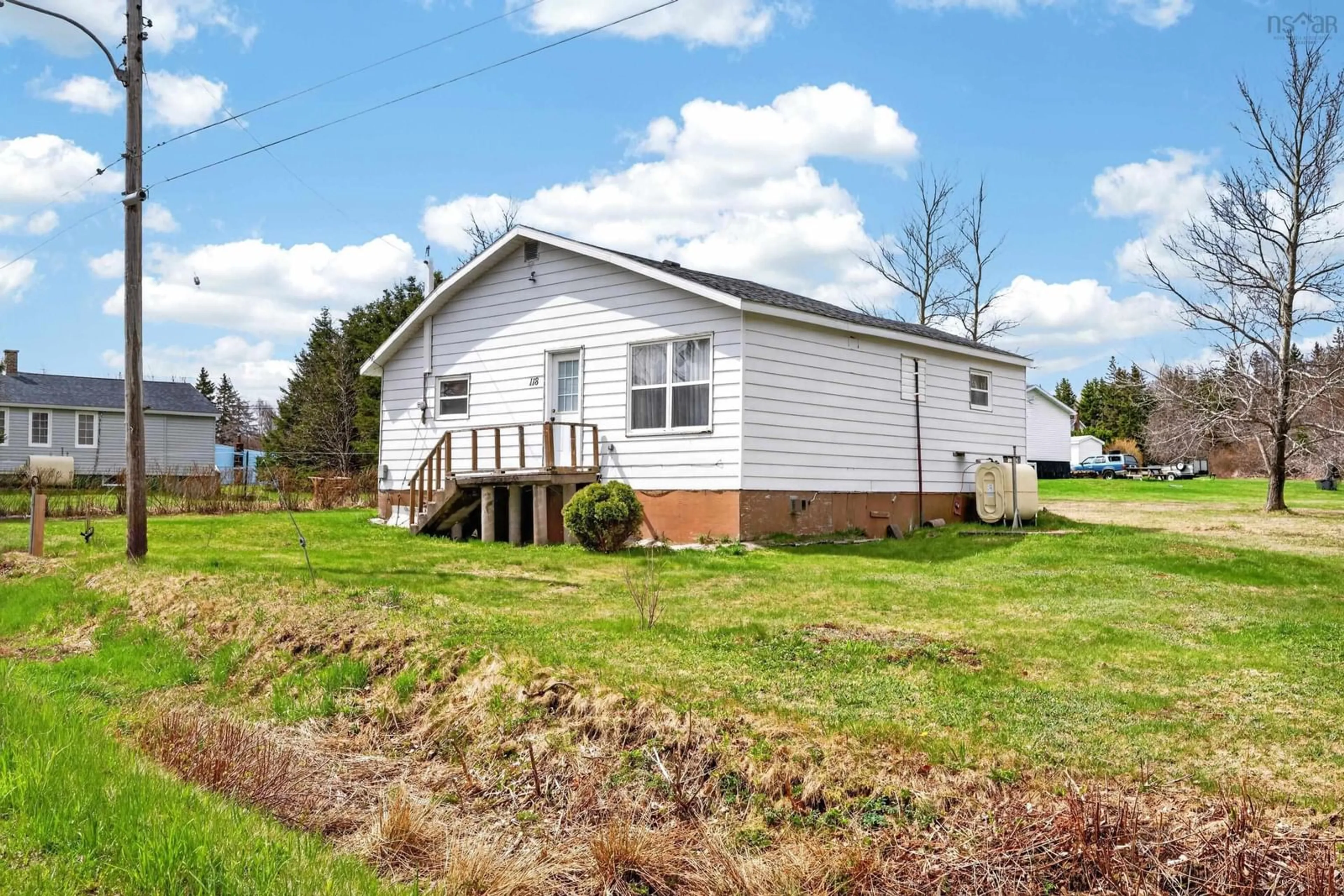 Home with vinyl exterior material, street for 118 Strang Road, Gardiner Mines Nova Scotia B1H 5M2