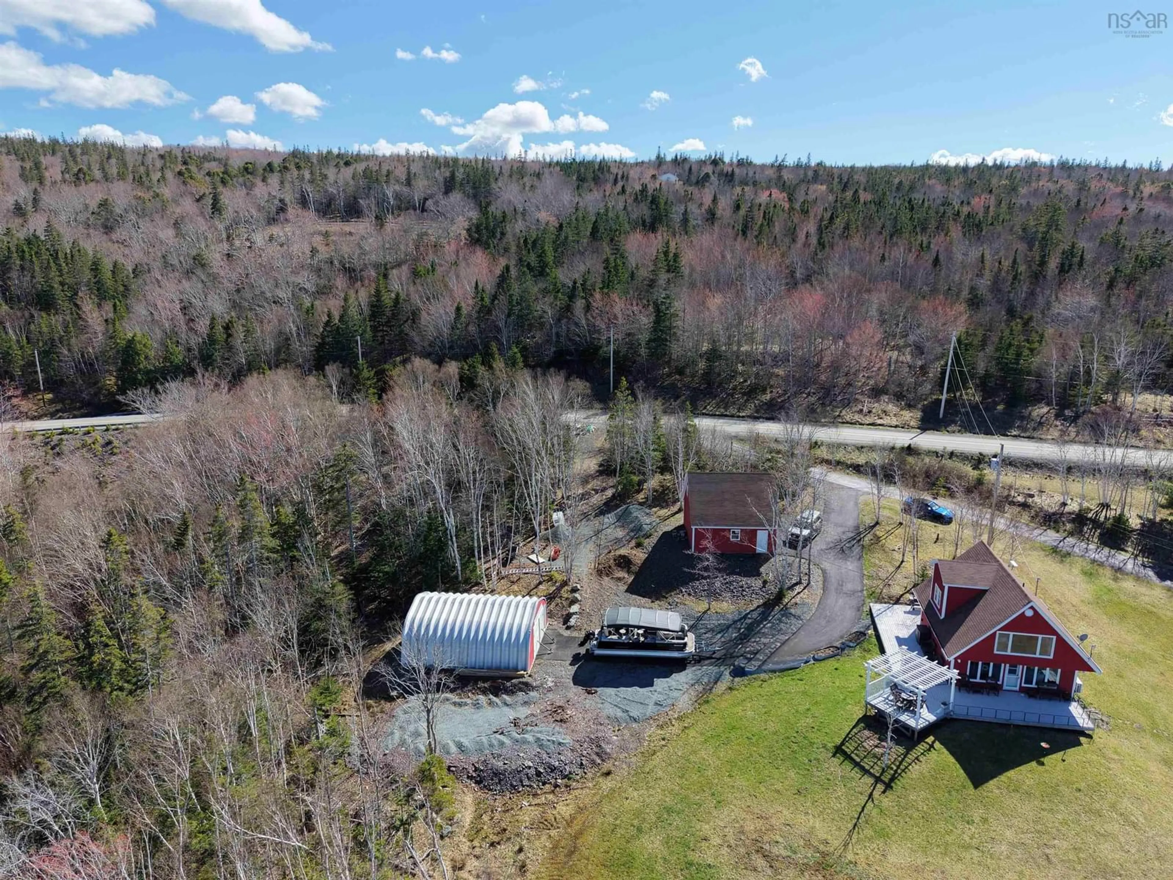 A pic from outside/outdoor area/front of a property/back of a property/a pic from drone, forest/trees view for West Bay Rd. #6039, Roberta Nova Scotia B0E 3K0