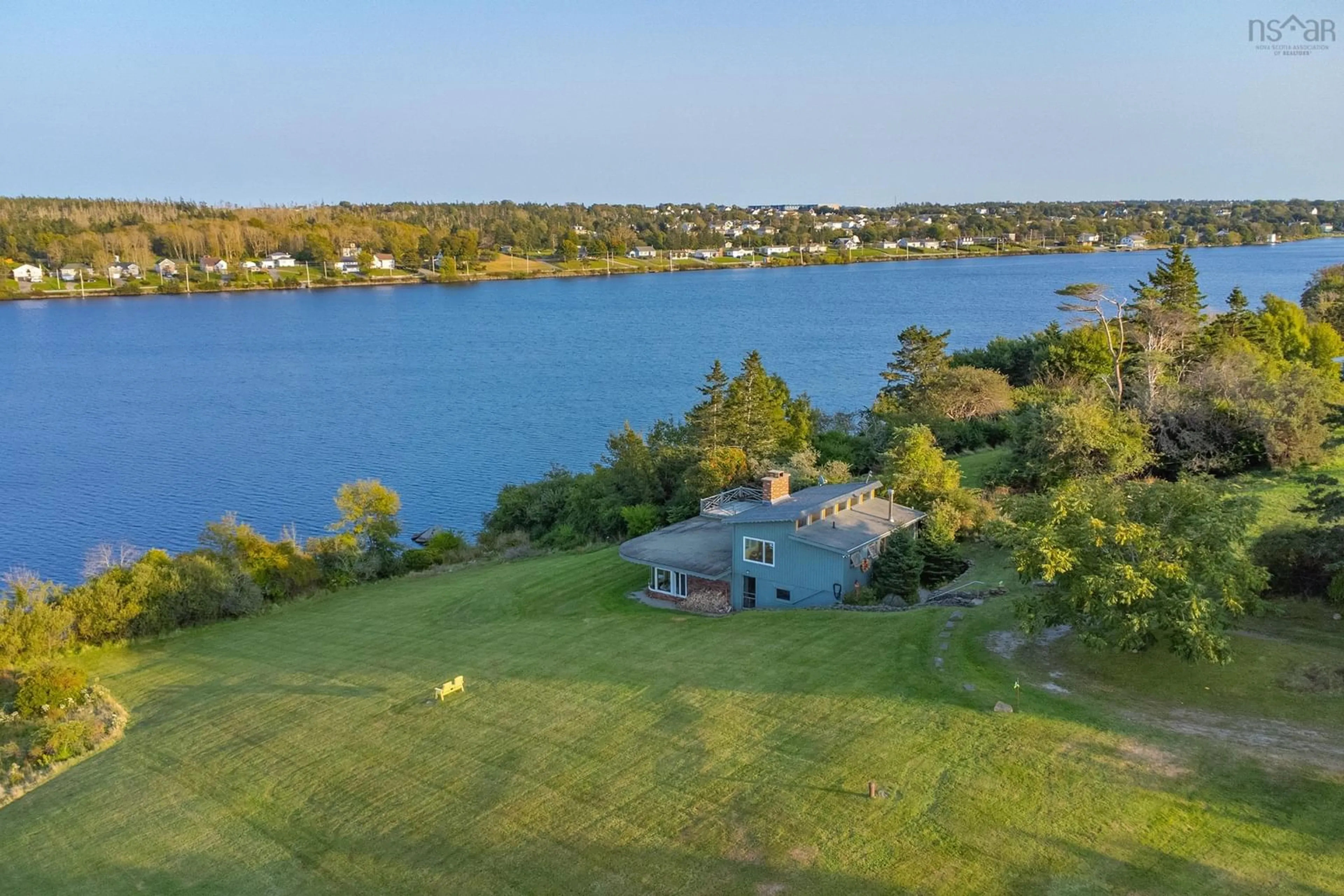 A pic from outside/outdoor area/front of a property/back of a property/a pic from drone, water/lake/river/ocean view for 845 Lakeside Rd, Milton Highlands Nova Scotia B5A 5K2