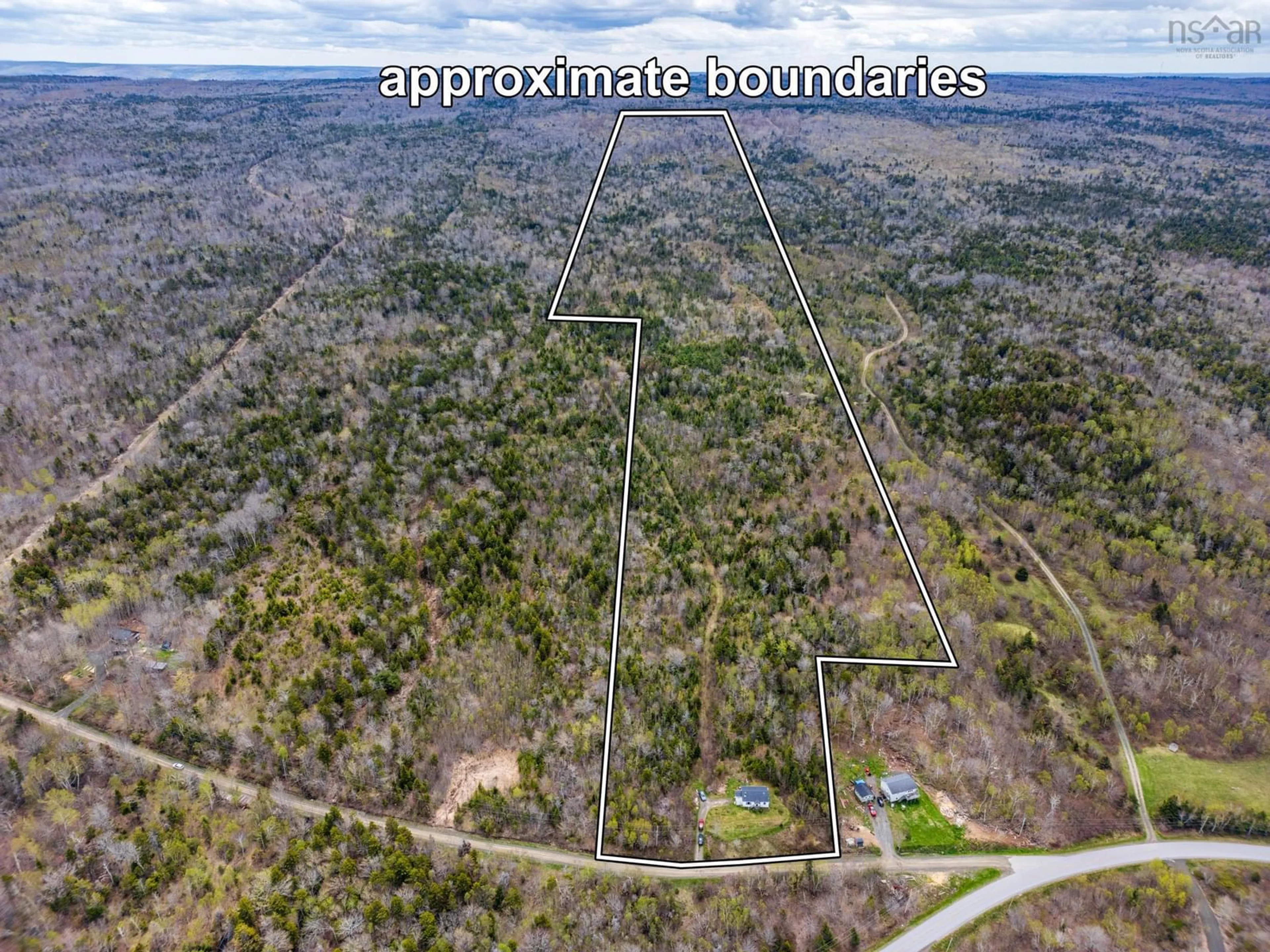A pic from outside/outdoor area/front of a property/back of a property/a pic from drone, forest/trees view for 28 Longley Mountain Rd, Youngs Cove Nova Scotia B0S 1L0
