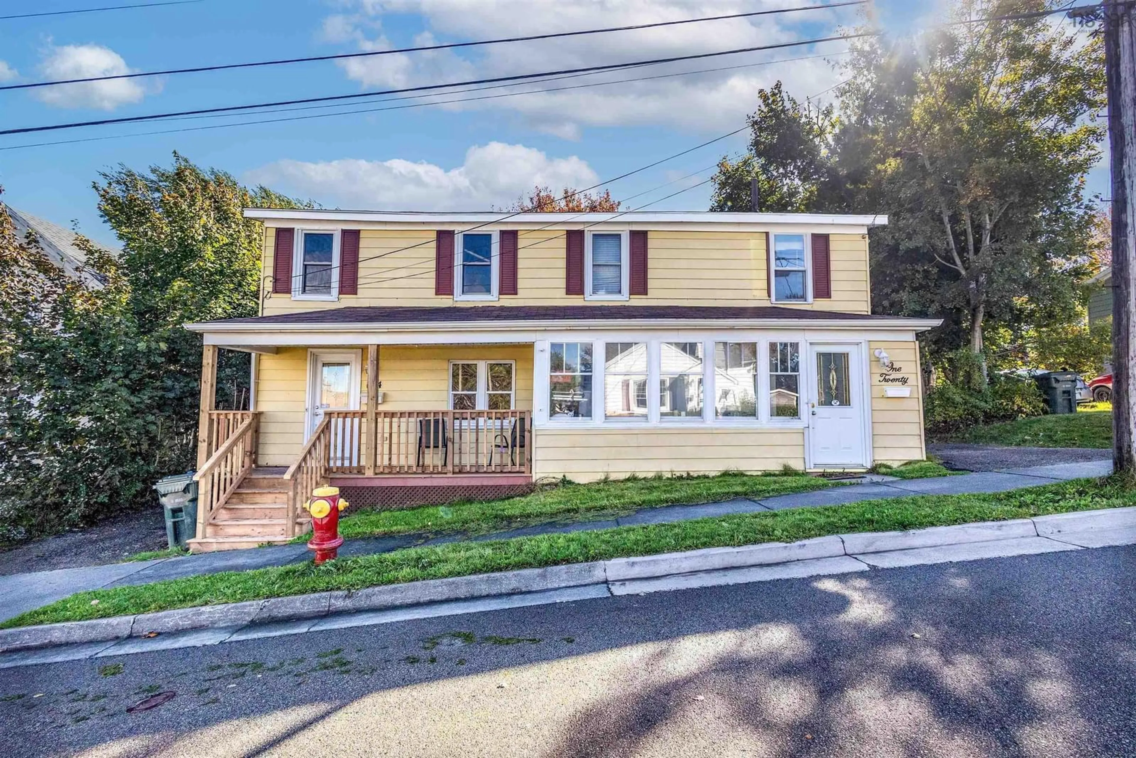 Home with vinyl exterior material, street for 120-124 Colby St, Sydney Nova Scotia B1P 3R2