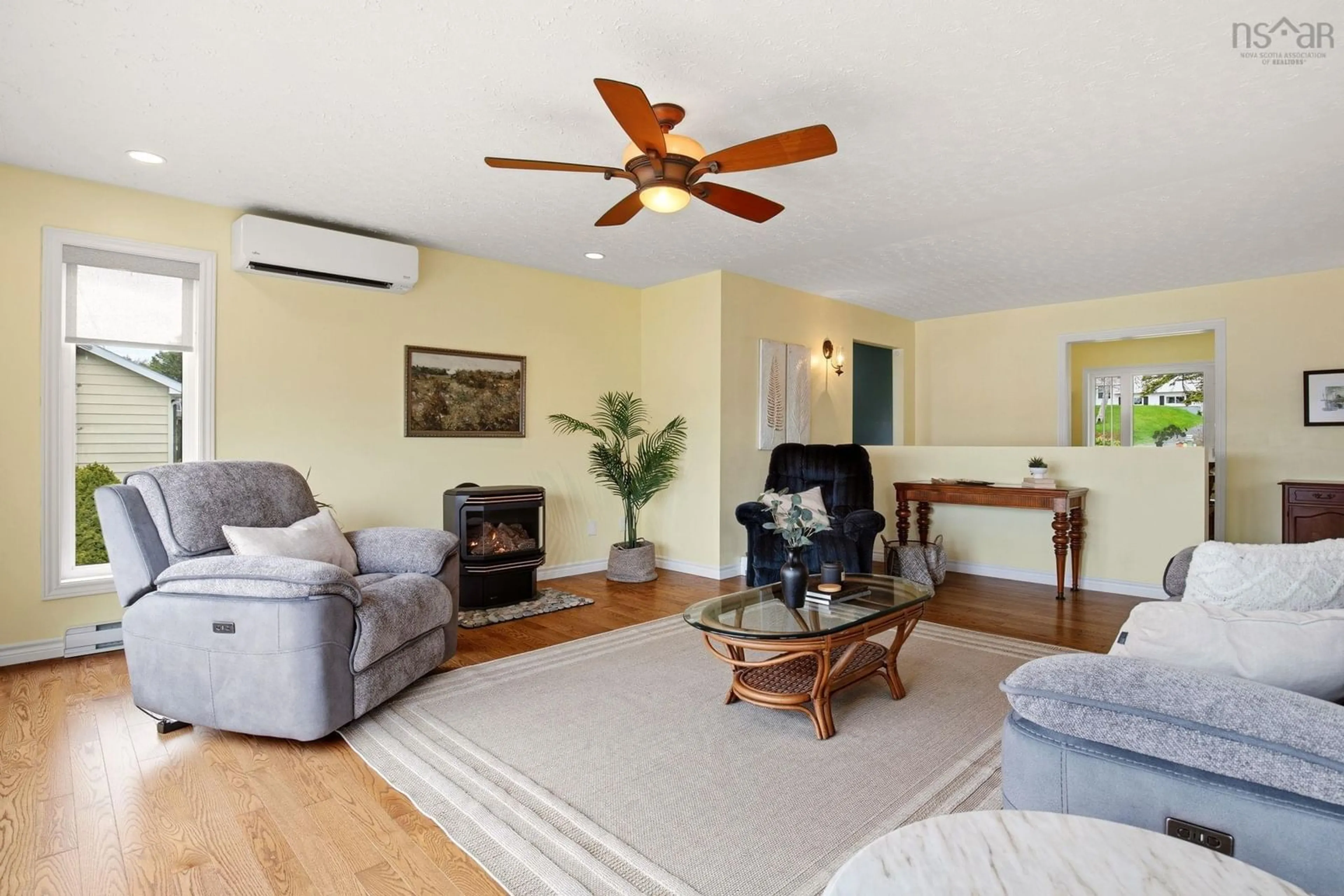 Living room with furniture, wood/laminate floor for 157 & 163 Candy Mountain Rd, Mineville Nova Scotia B2Z 1K4