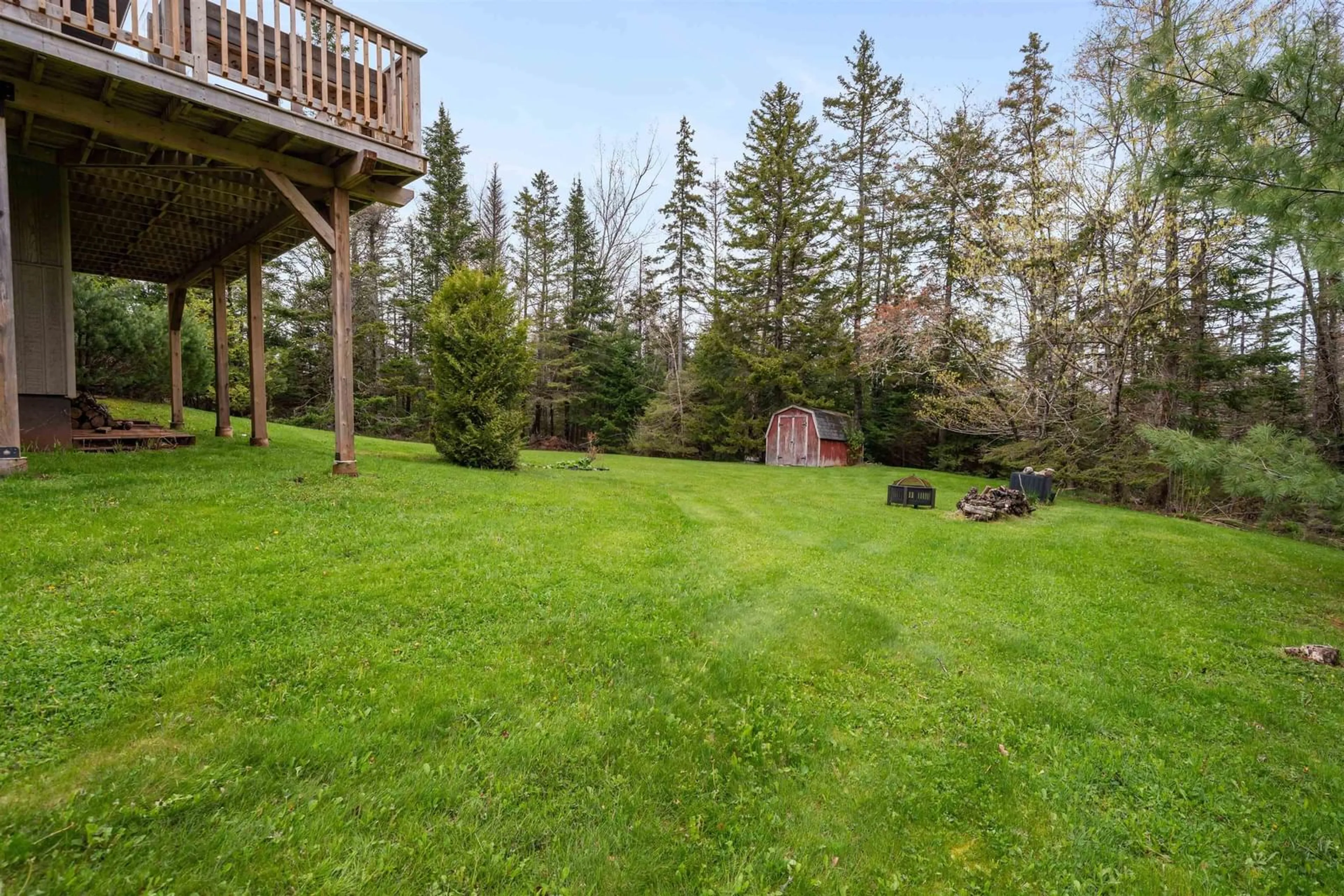 Patio, forest/trees view for 589 Greenfield Rd, Murray Siding Nova Scotia B6L 3M8