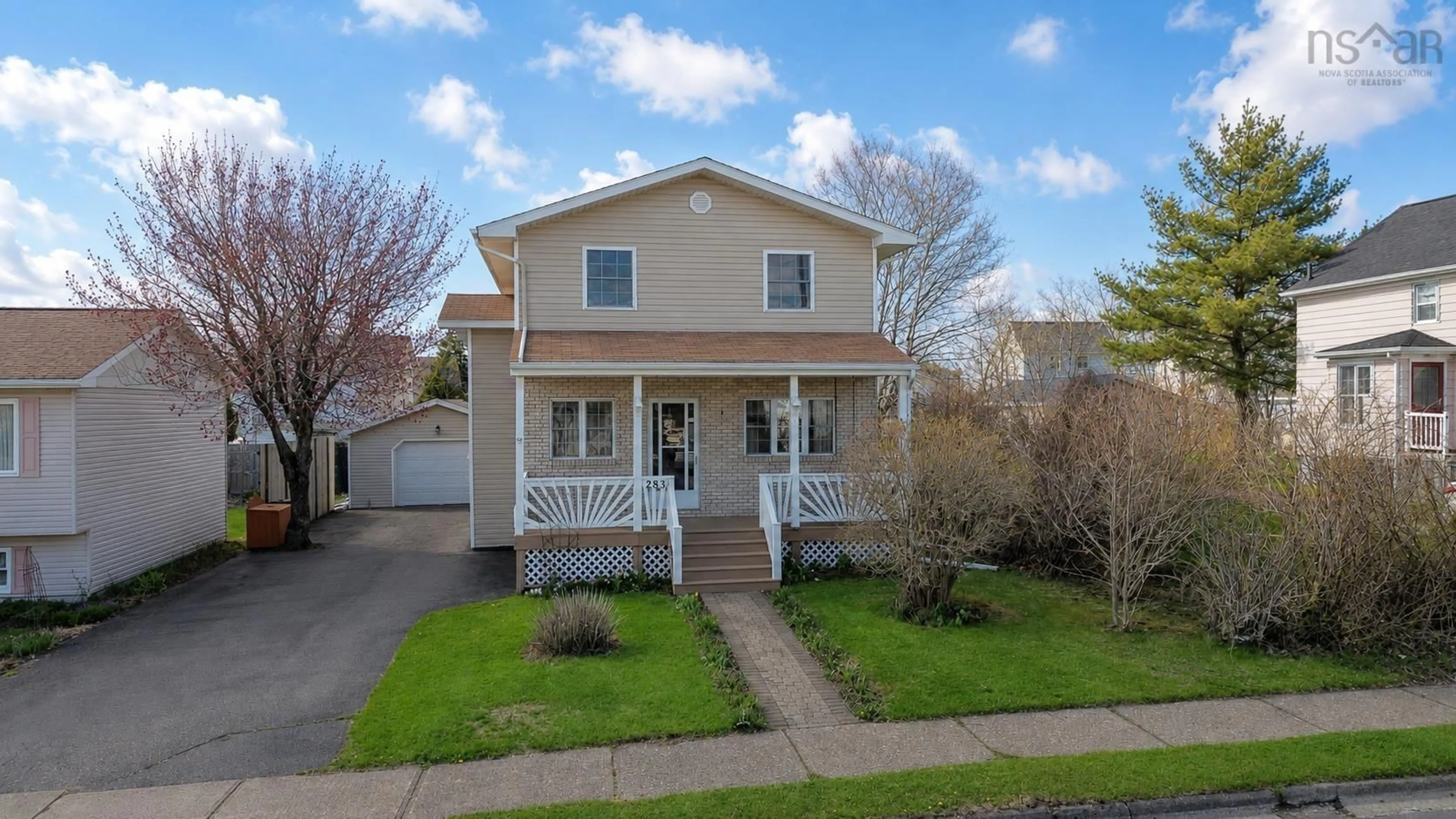 Home with vinyl exterior material, street for 283 Cartier St, Sydney Nova Scotia B1P 4B5