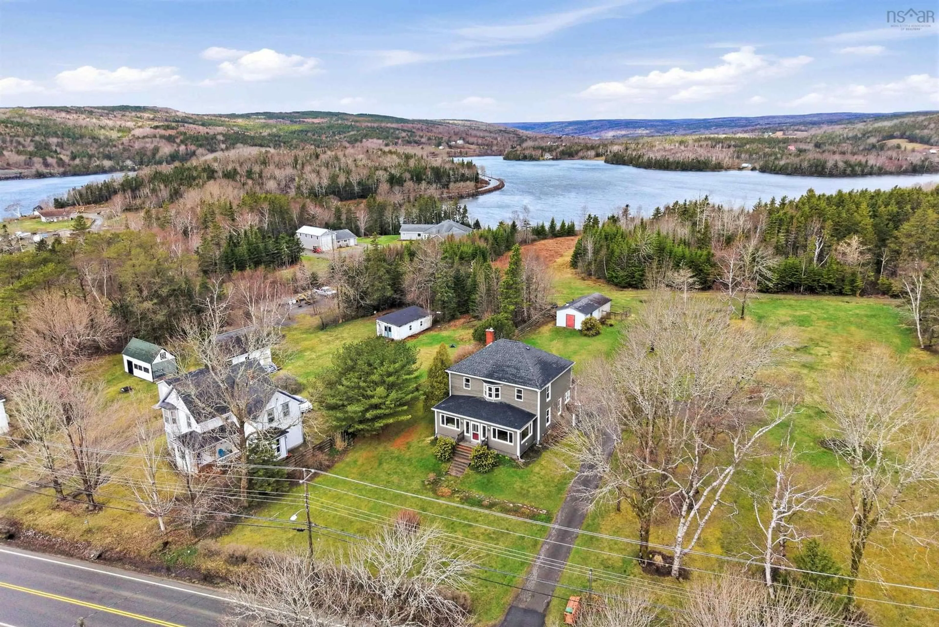 A pic from outside/outdoor area/front of a property/back of a property/a pic from drone, water/lake/river/ocean view for 11659 Highway 16, Boylston Nova Scotia B0H 1G0