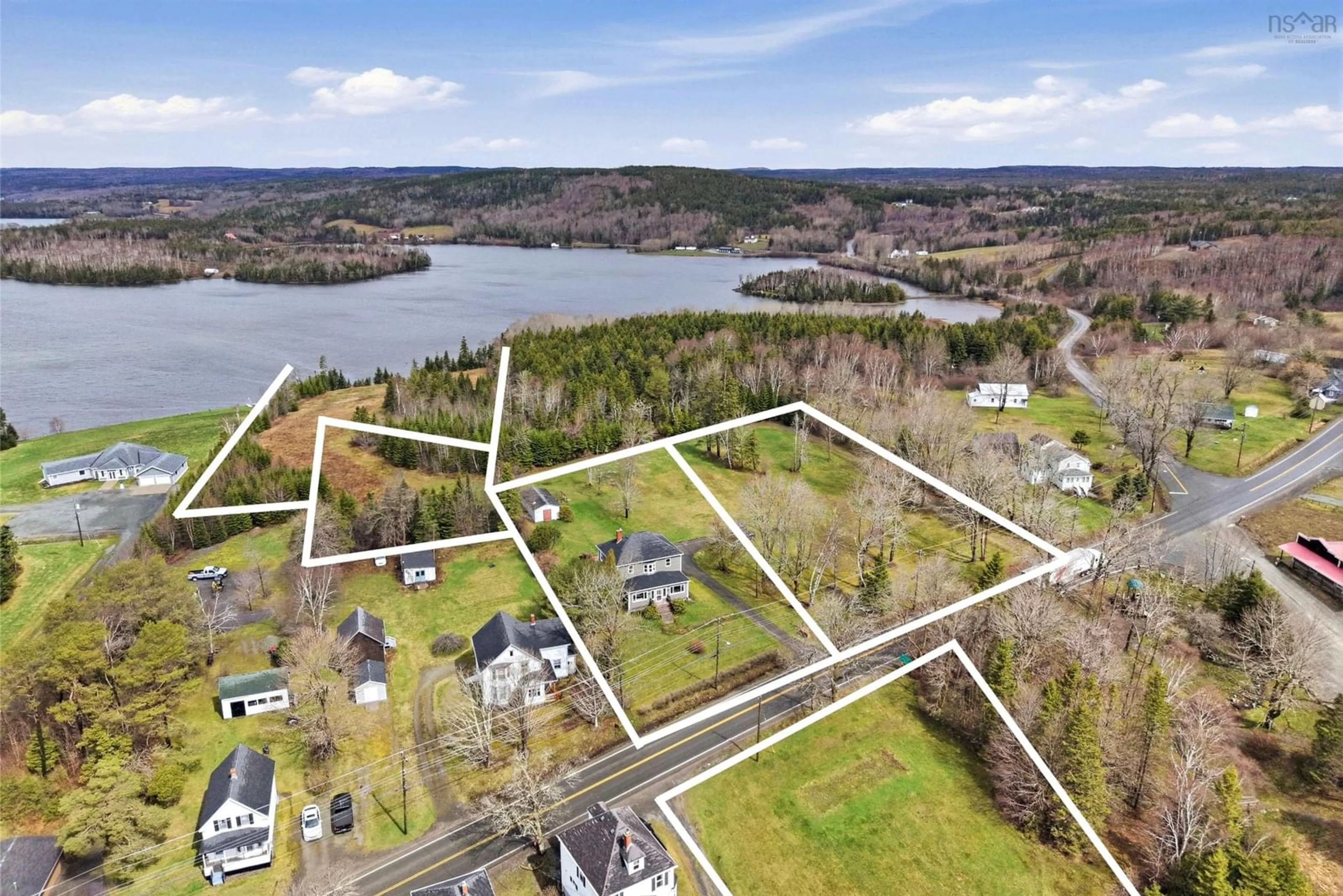 A pic from outside/outdoor area/front of a property/back of a property/a pic from drone, water/lake/river/ocean view for 11659 Highway 16, Boylston Nova Scotia B0H 1G0