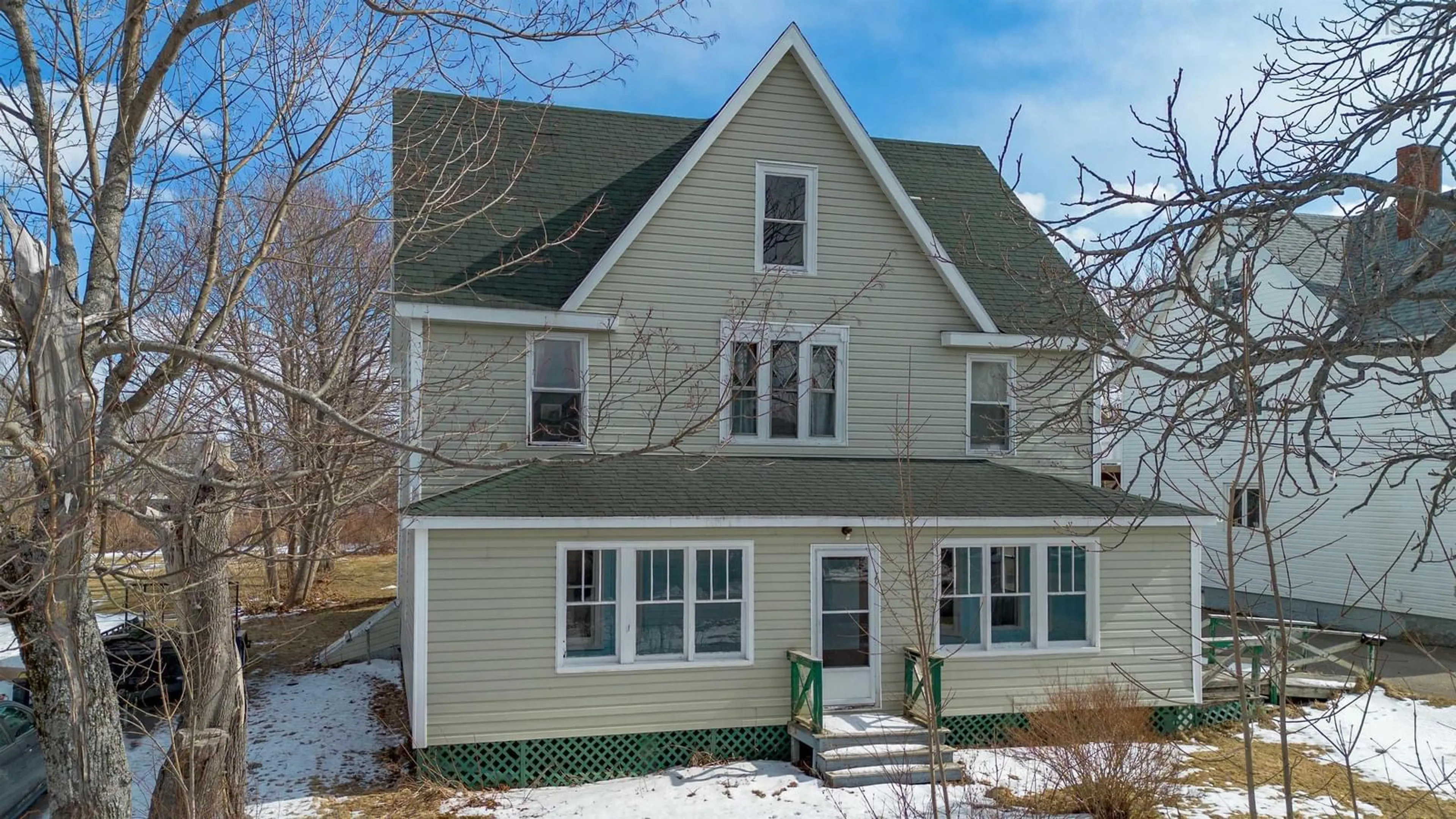 Home with vinyl exterior material, street for 19 Beech St, Sydney Mines Nova Scotia B1V 1H2