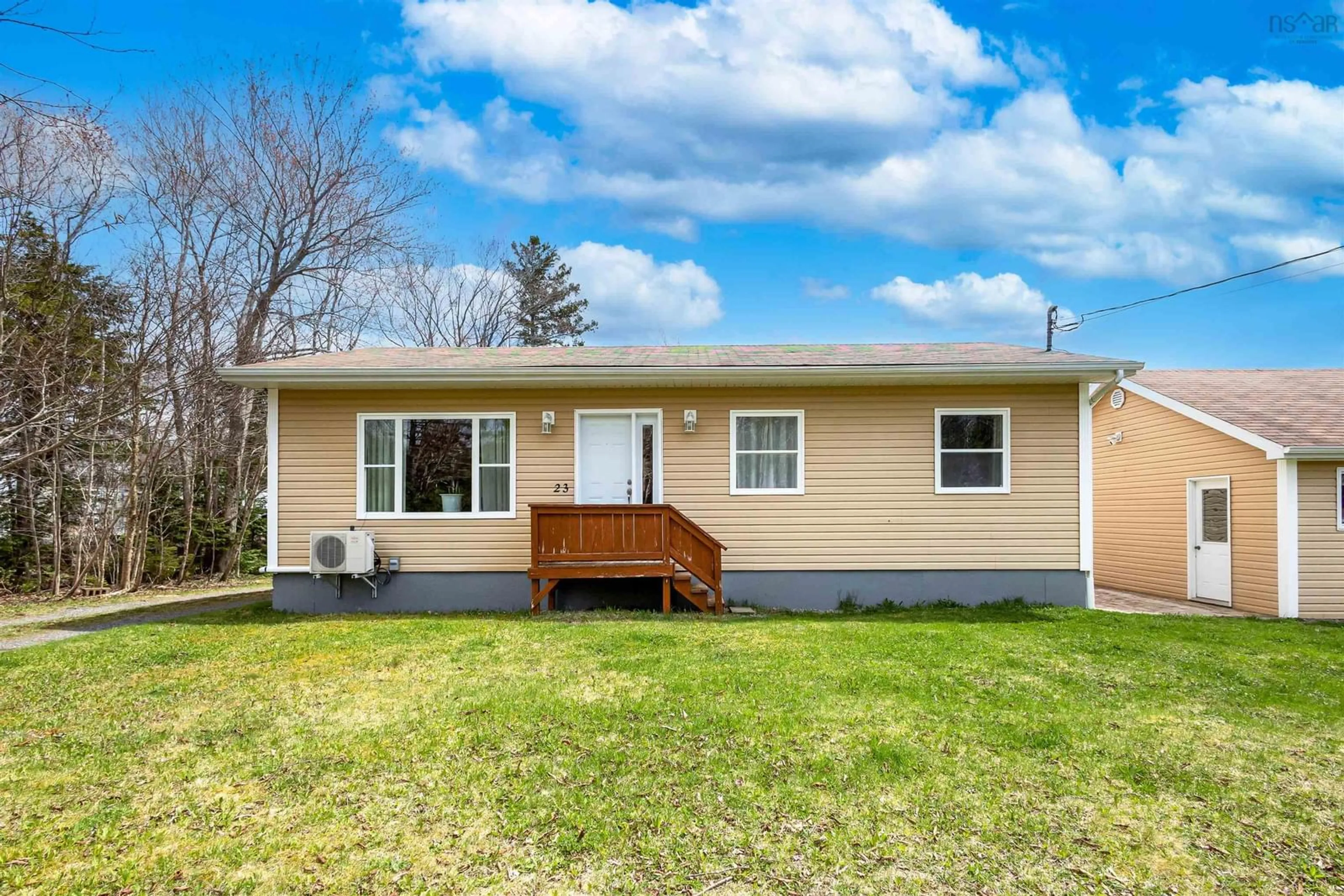 Home with vinyl exterior material, street for 23 Landry Cres, Mira Road Nova Scotia B1M 1C2