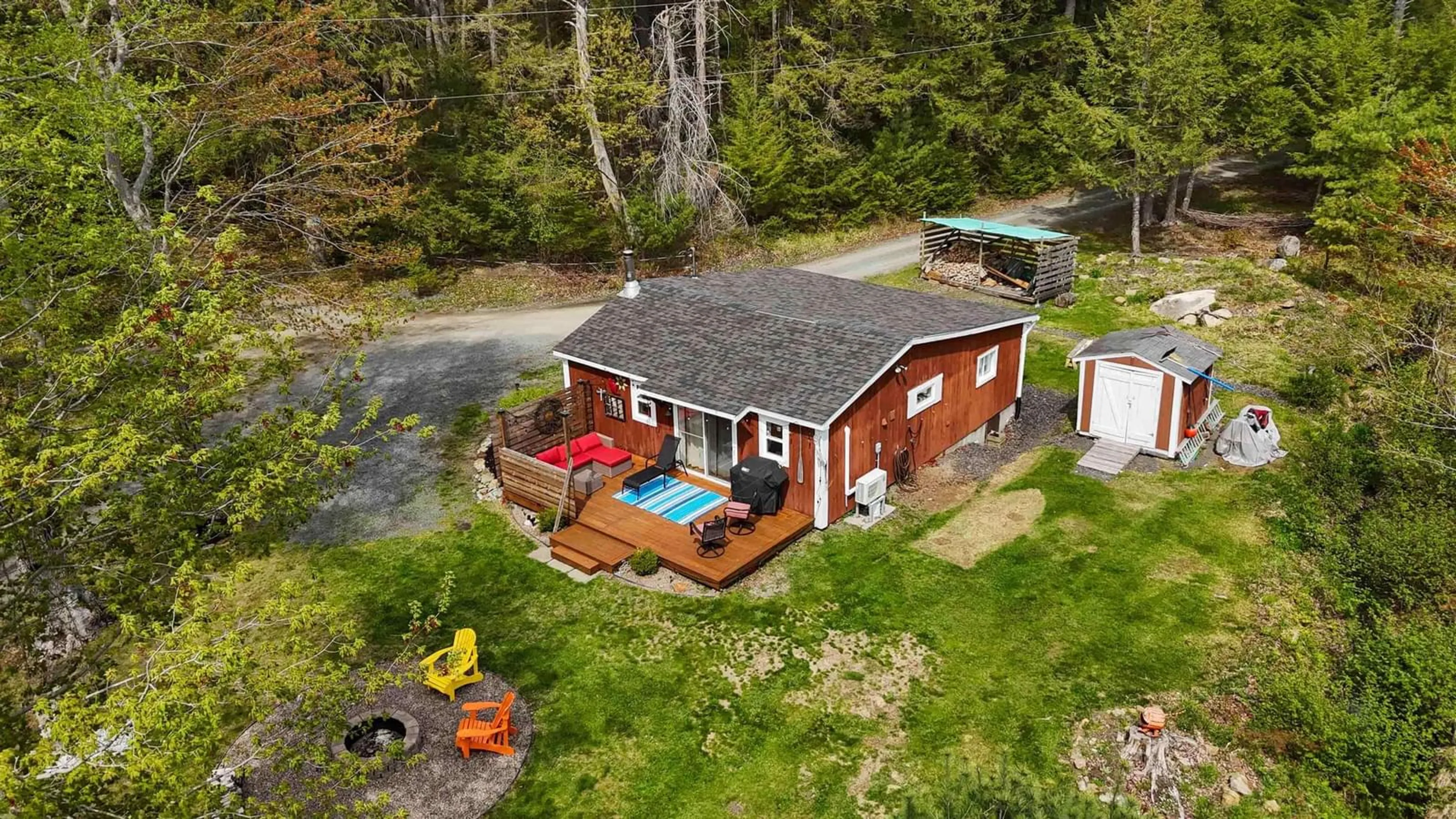 A pic from outside/outdoor area/front of a property/back of a property/a pic from drone, water/lake/river/ocean view for 31 Flossie Lane, Buckfield Nova Scotia B0T 1E0